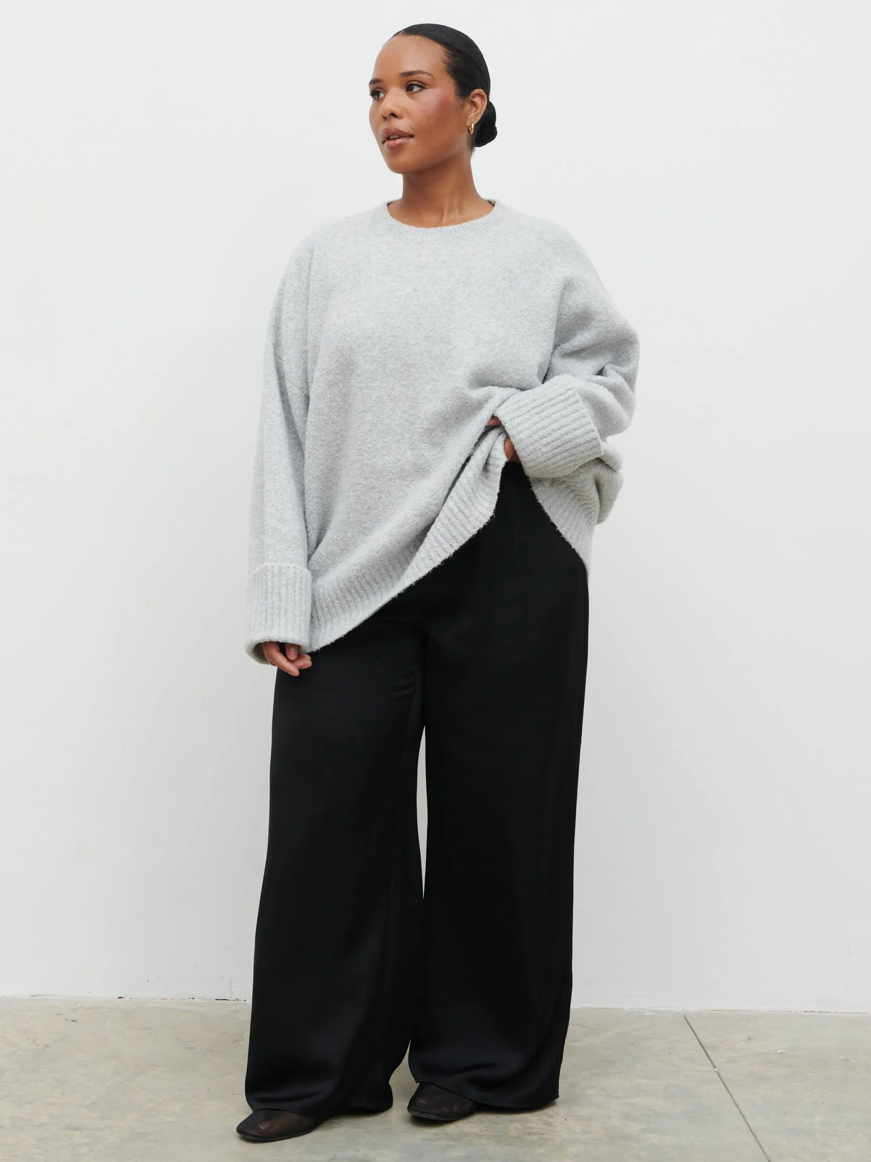 Camille Oversized Borg Jumper Curve - Light Grey sold by Pretty Lavish product image thumbnail 5
