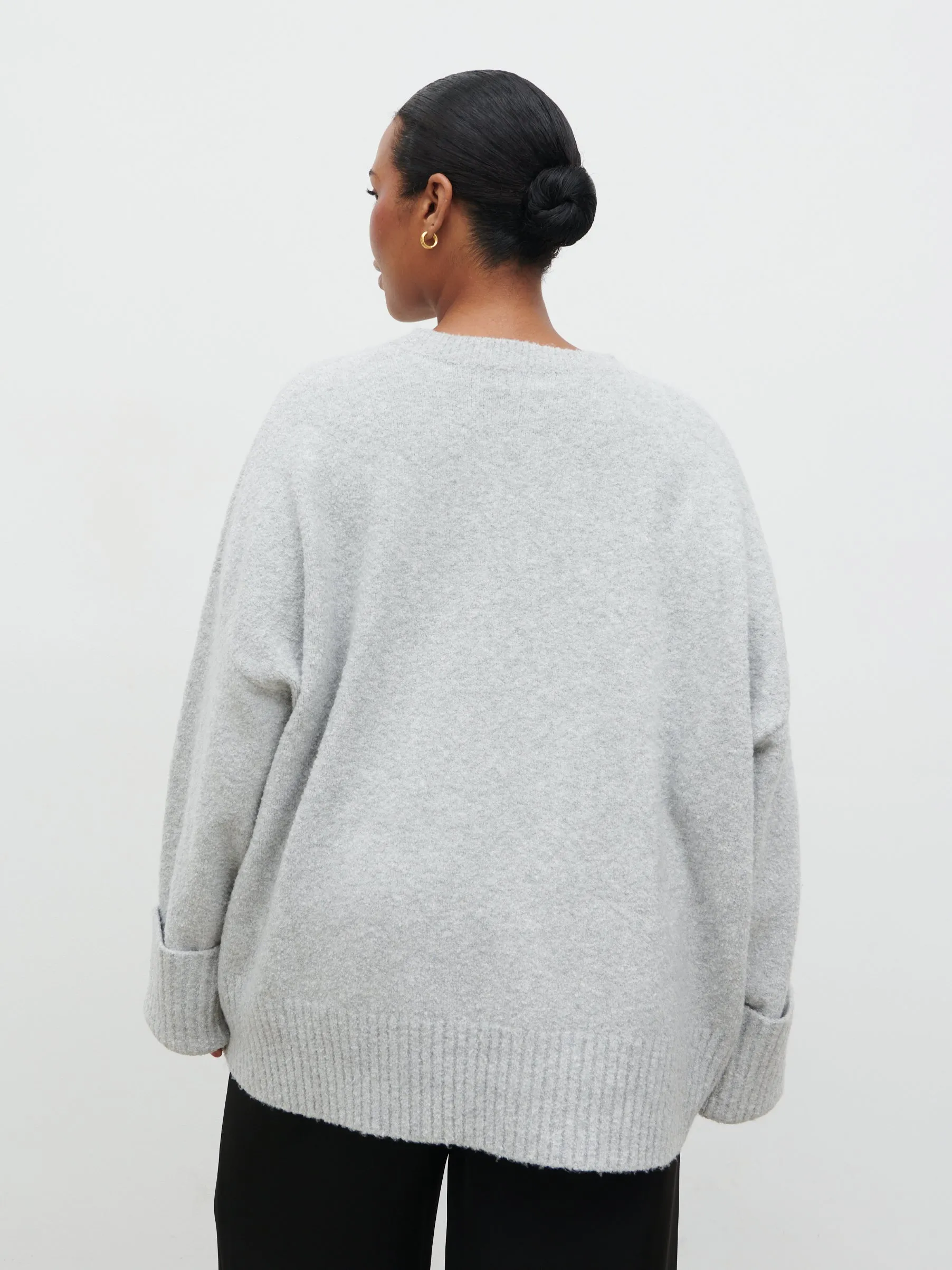 Camille Oversized Borg Jumper Curve - Light Grey sold by Pretty Lavish product image thumbnail 4