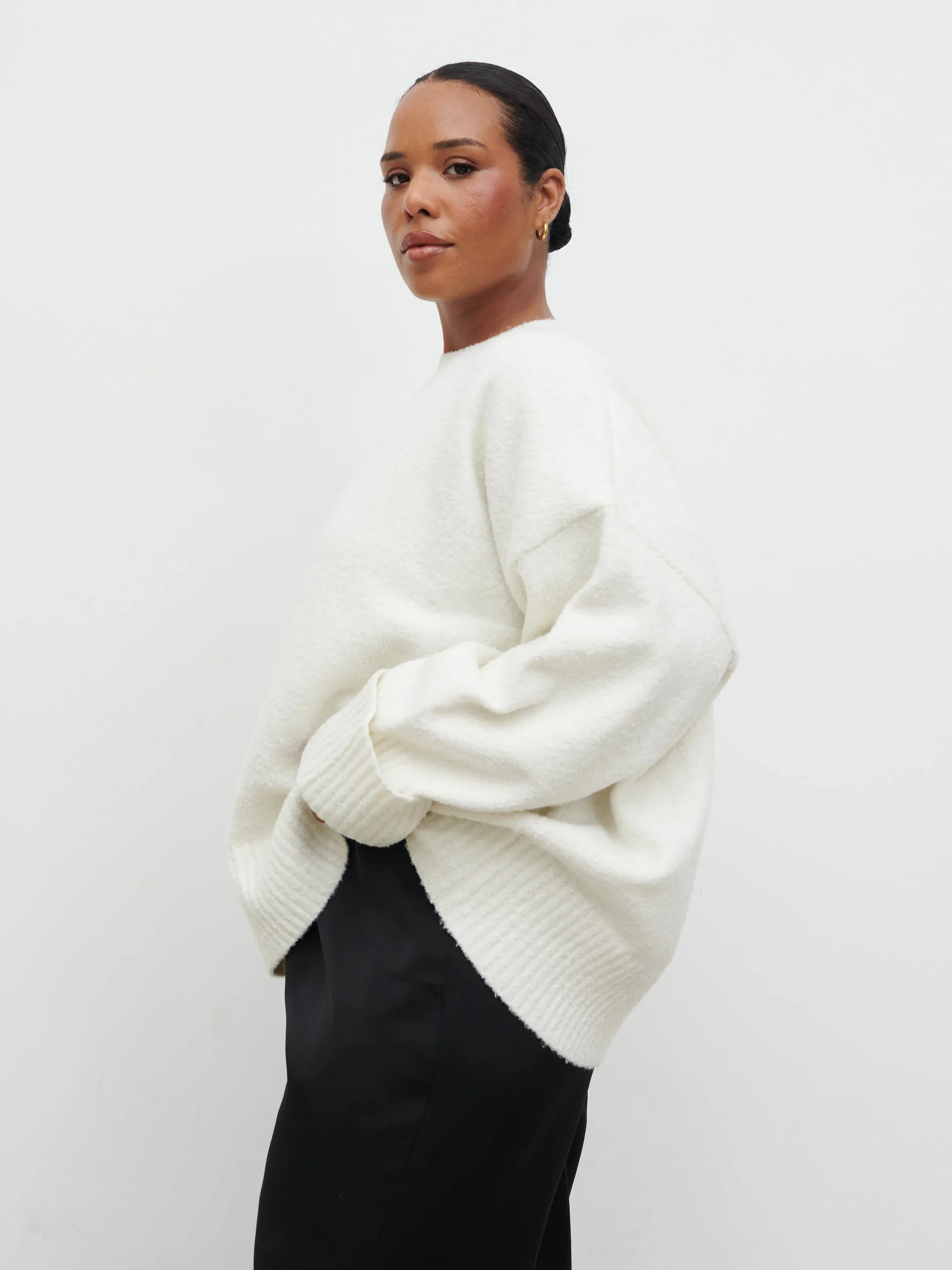 Camille Oversized Borg Jumper Curve - Cream sold by Pretty Lavish product image thumbnail 3