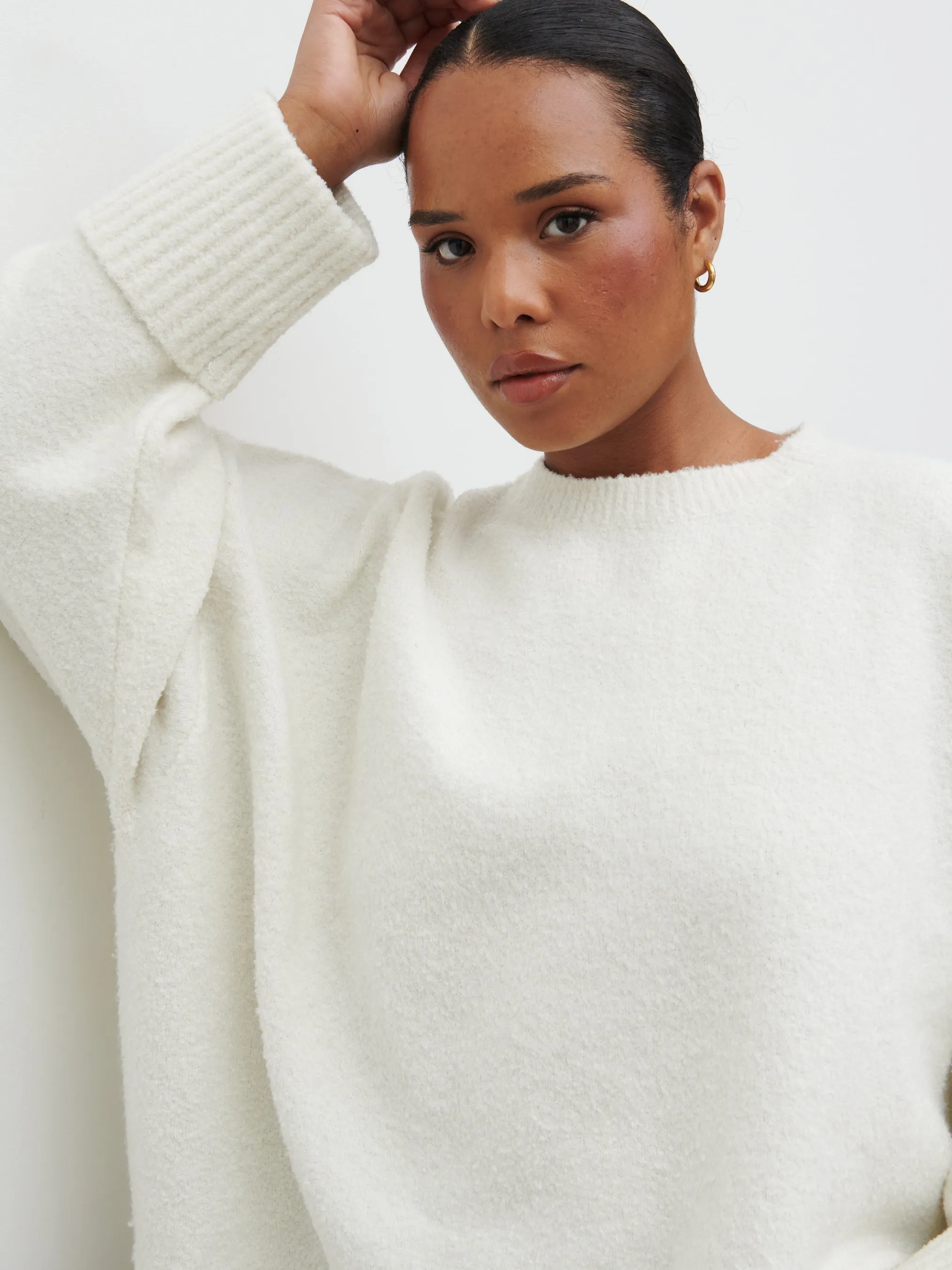 Camille Oversized Borg Jumper Curve - Cream sold by Pretty Lavish product image thumbnail 2