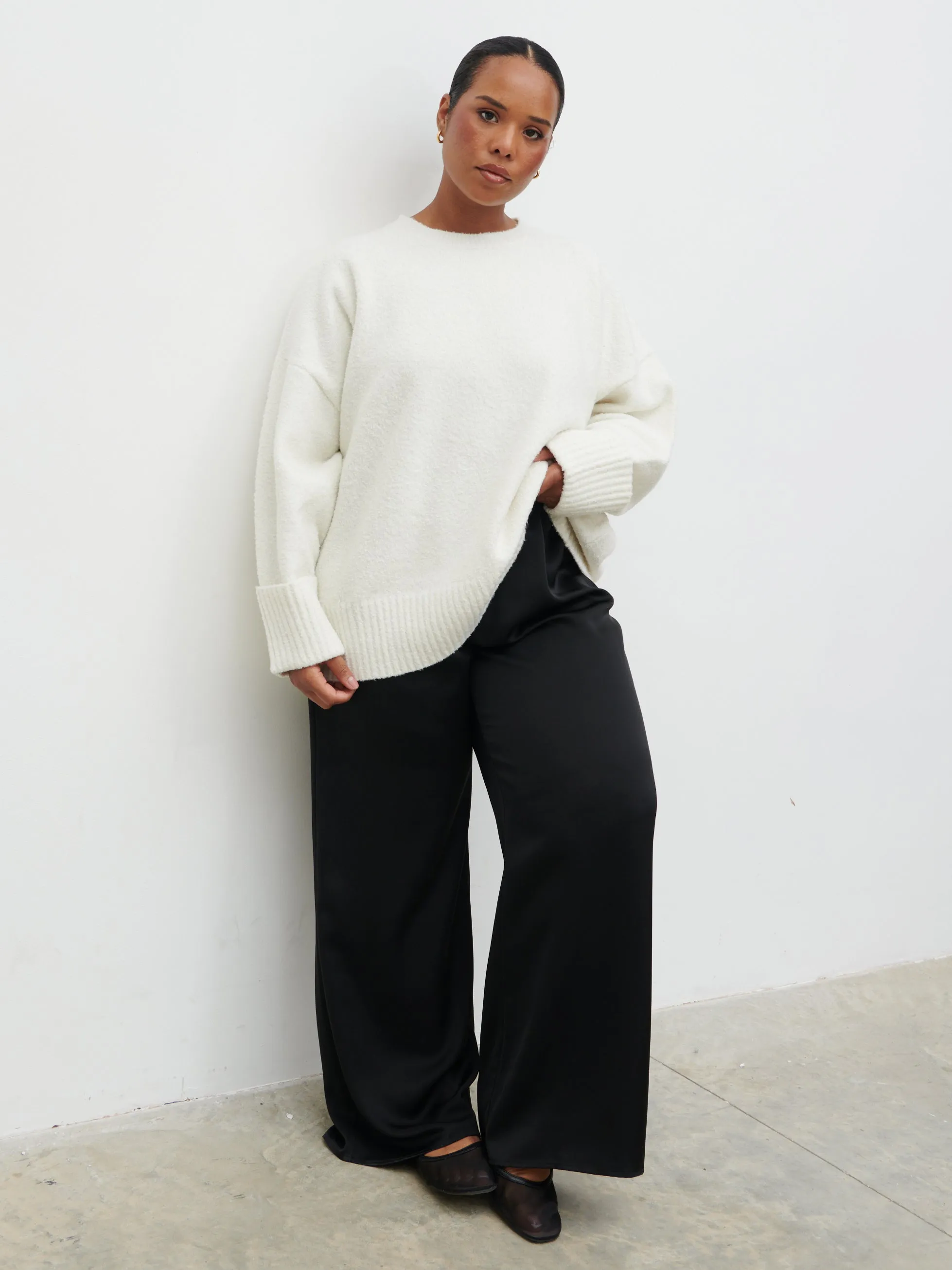 Camille Oversized Borg Jumper Curve - Cream sold by Pretty Lavish product image thumbnail 4