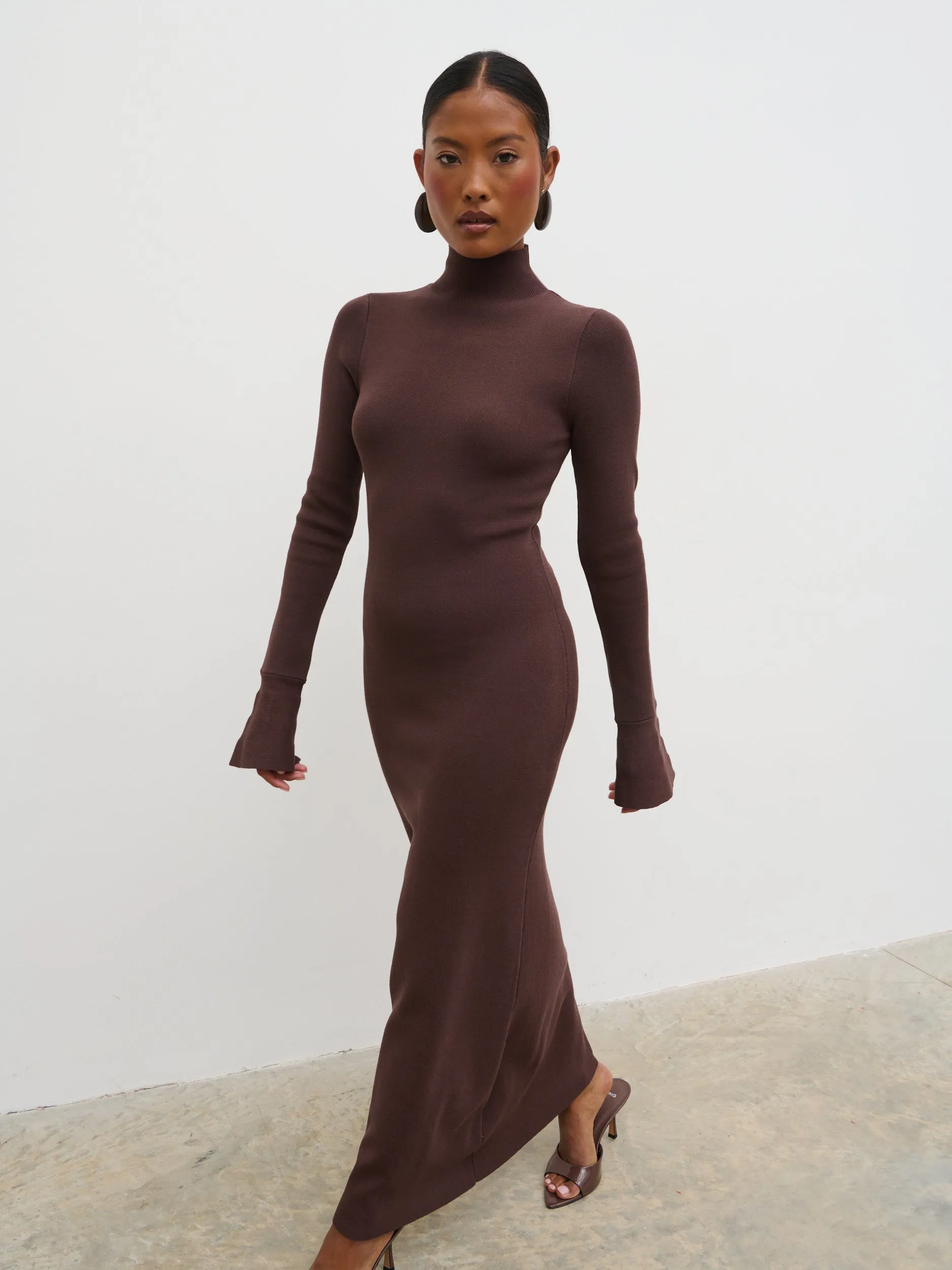 Alina High Neck Knit Midaxi Dress - Brown sold by Pretty Lavish product image thumbnail 3
