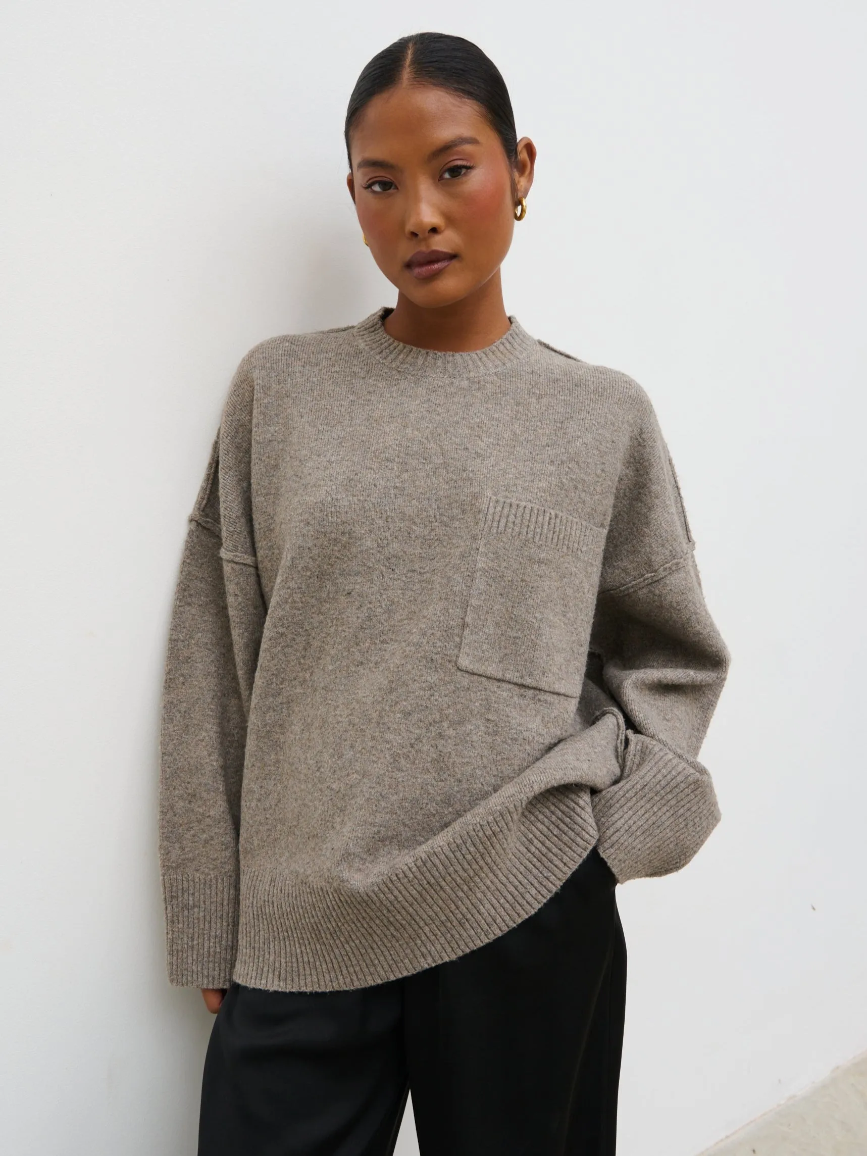 Bronte Pocket Knit Jumper - Greige sold by Pretty Lavish product image thumbnail 2