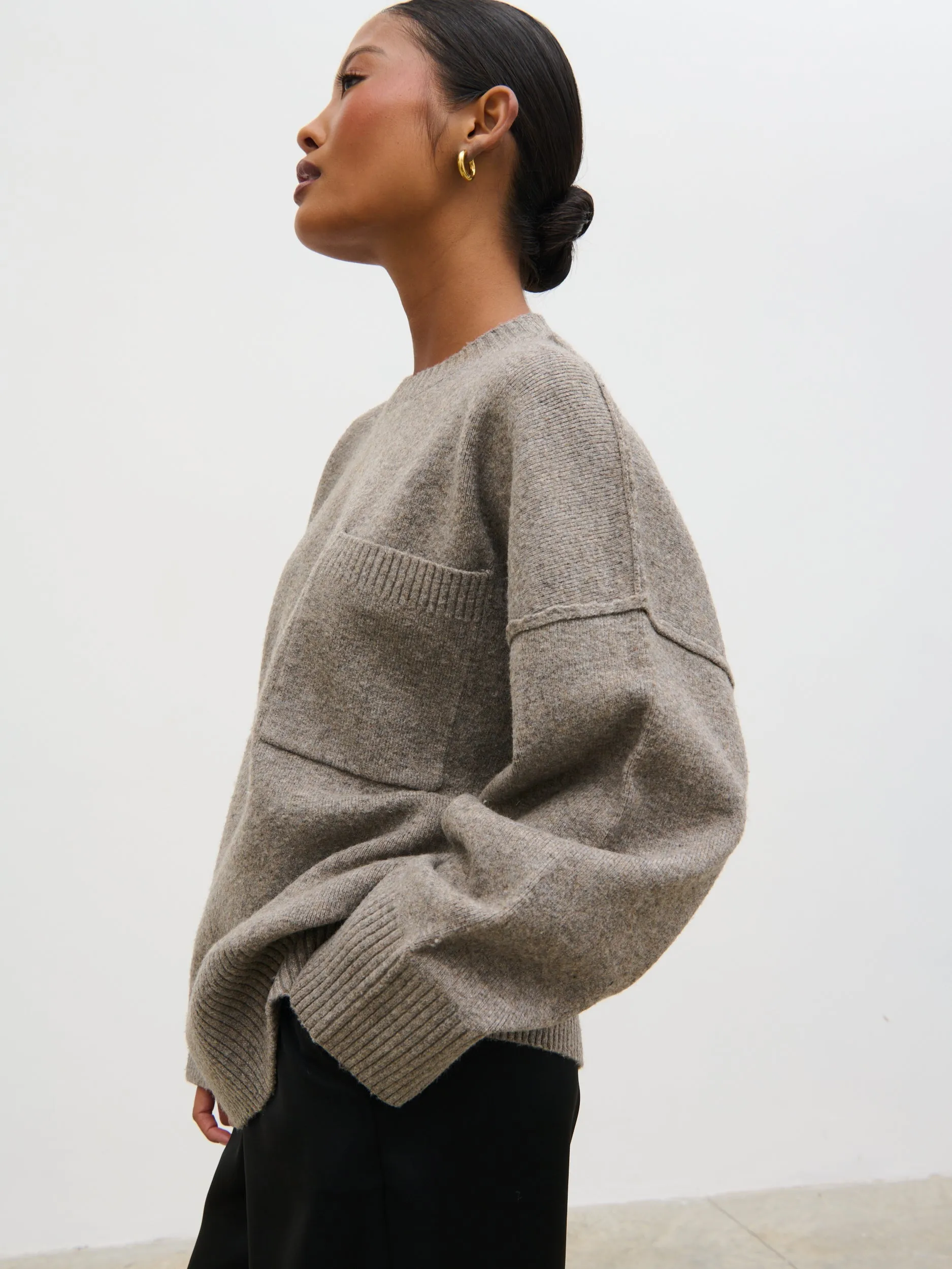 Bronte Pocket Knit Jumper - Greige sold by Pretty Lavish product image thumbnail 5