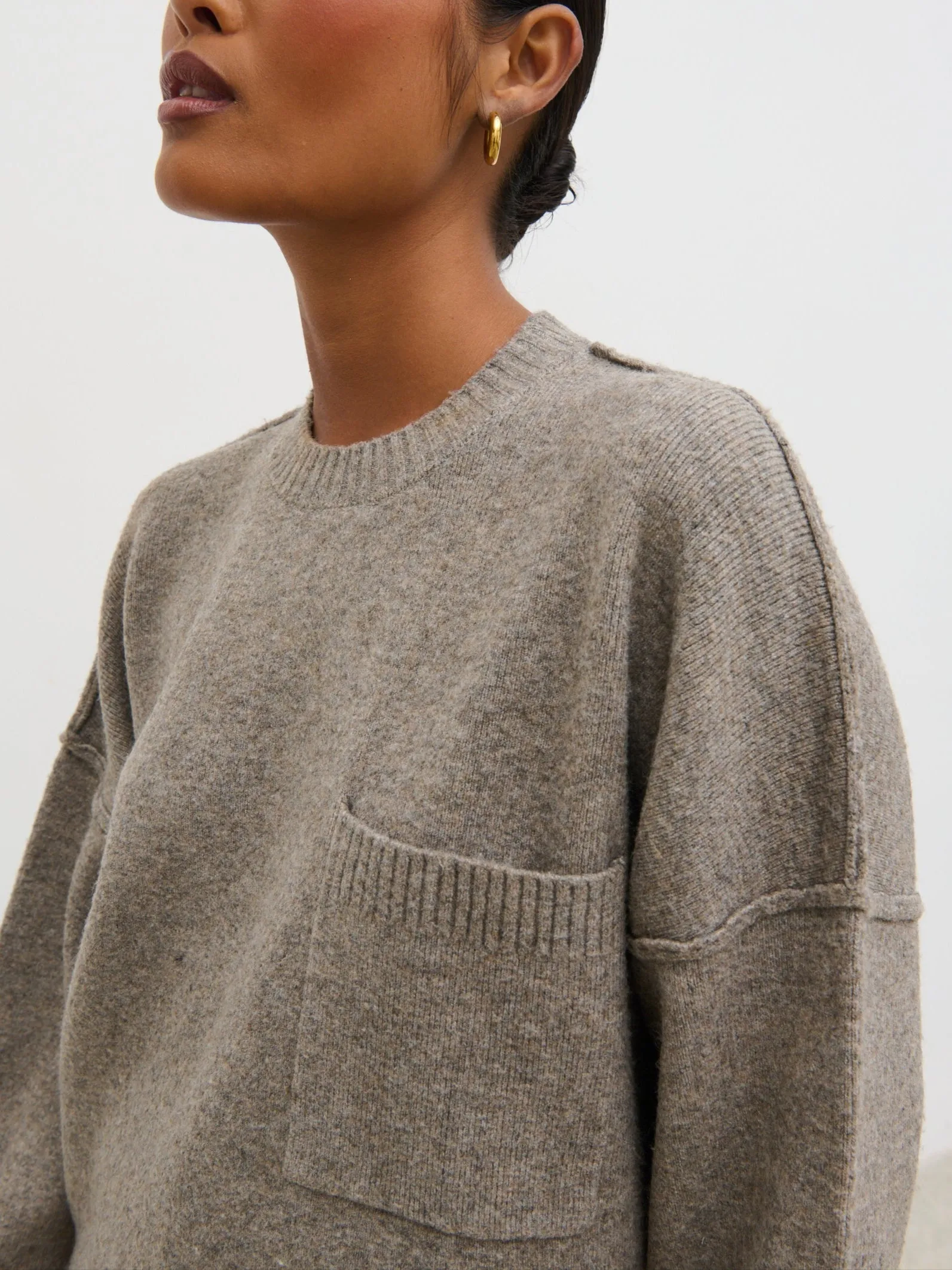 Bronte Pocket Knit Jumper - Greige sold by Pretty Lavish product image thumbnail 3