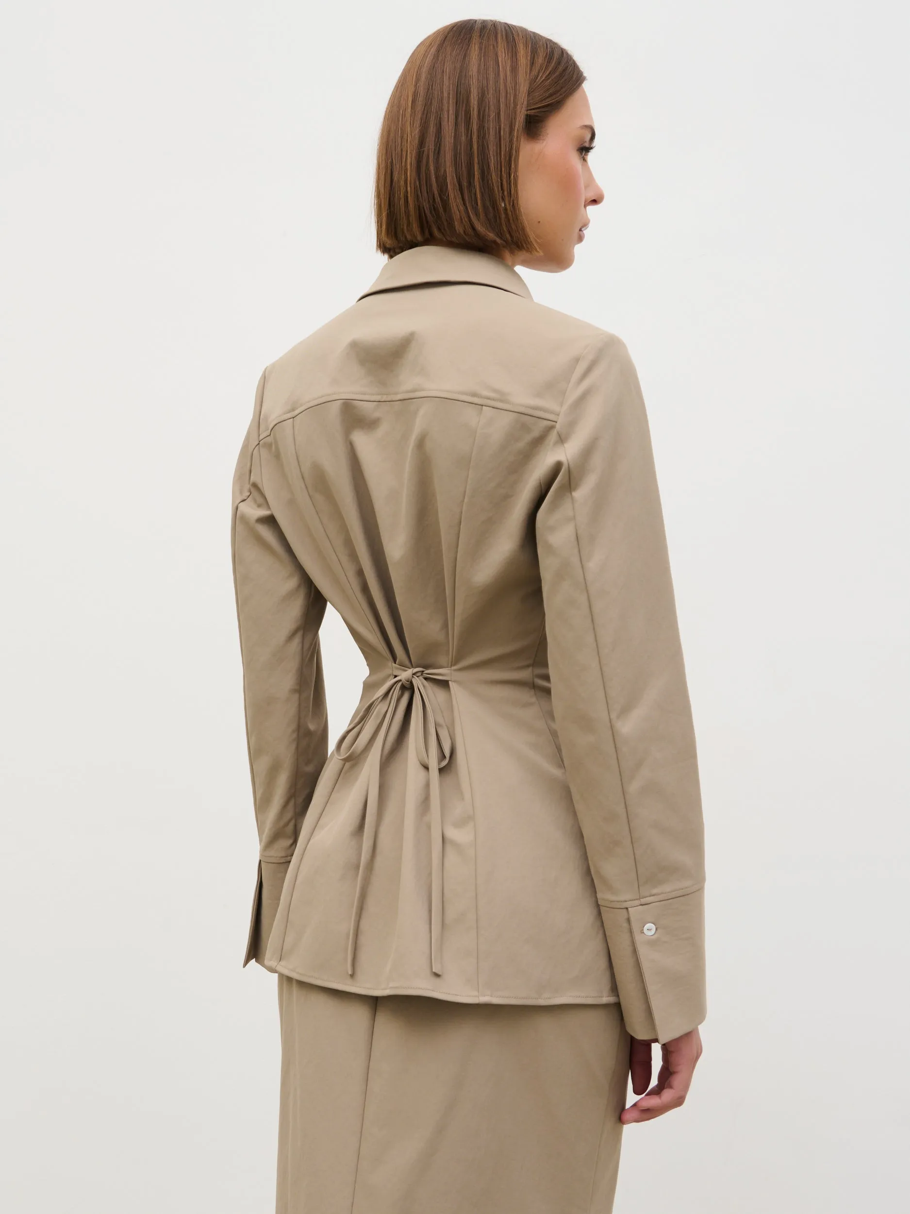 Myley Cinched Shirt - Taupe sold by Pretty Lavish product image thumbnail 2