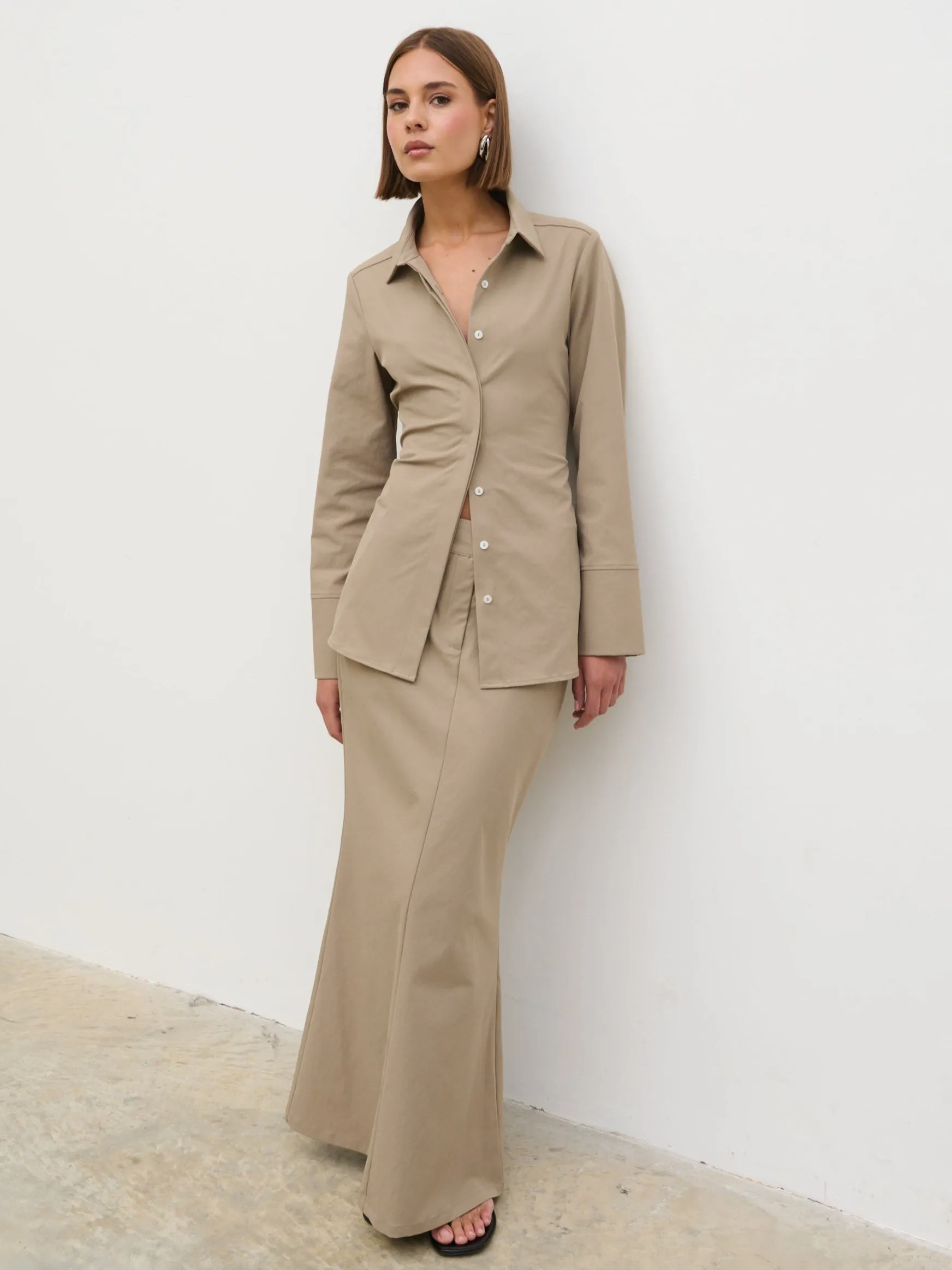 Myley Cinched Shirt - Taupe sold by Pretty Lavish product image thumbnail 3