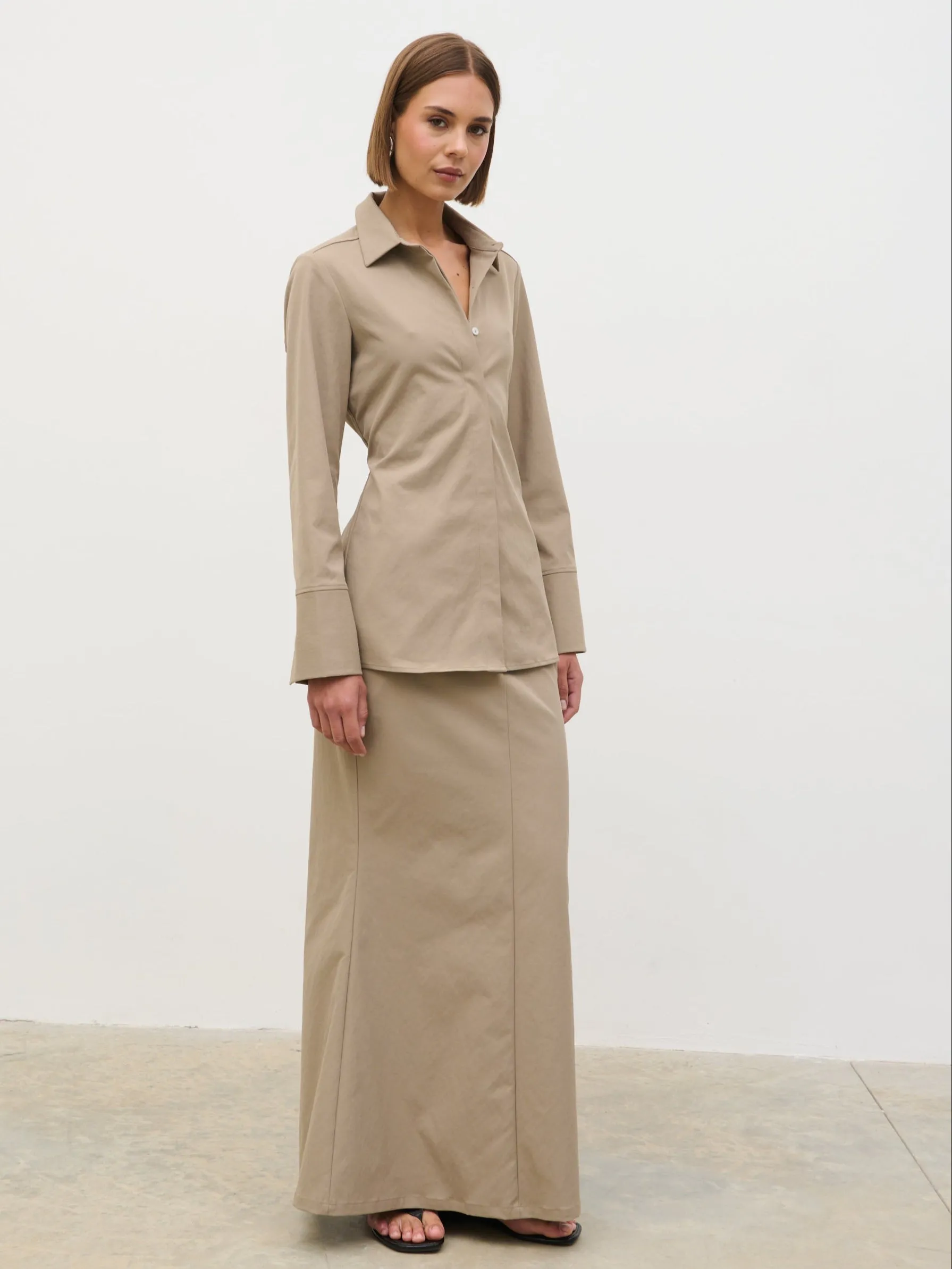 Myley Cinched Shirt - Taupe sold by Pretty Lavish product image thumbnail 5