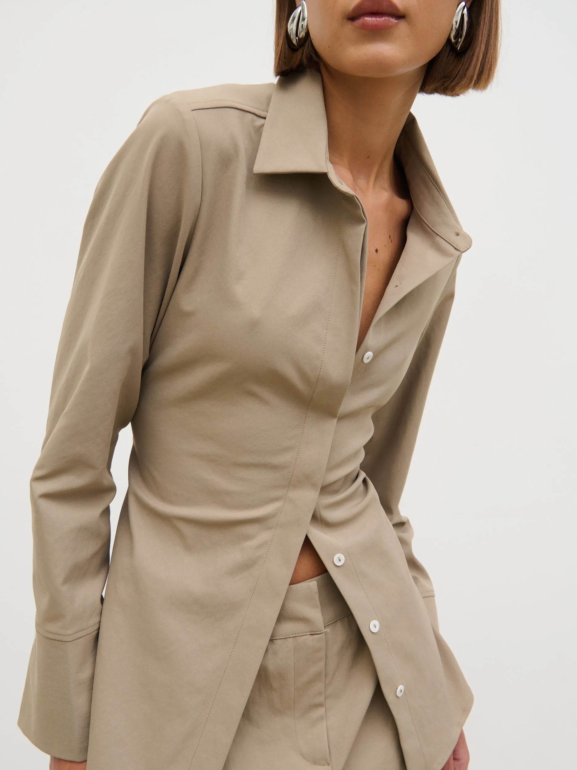 Myley Cinched Shirt - Taupe sold by Pretty Lavish product image thumbnail 4