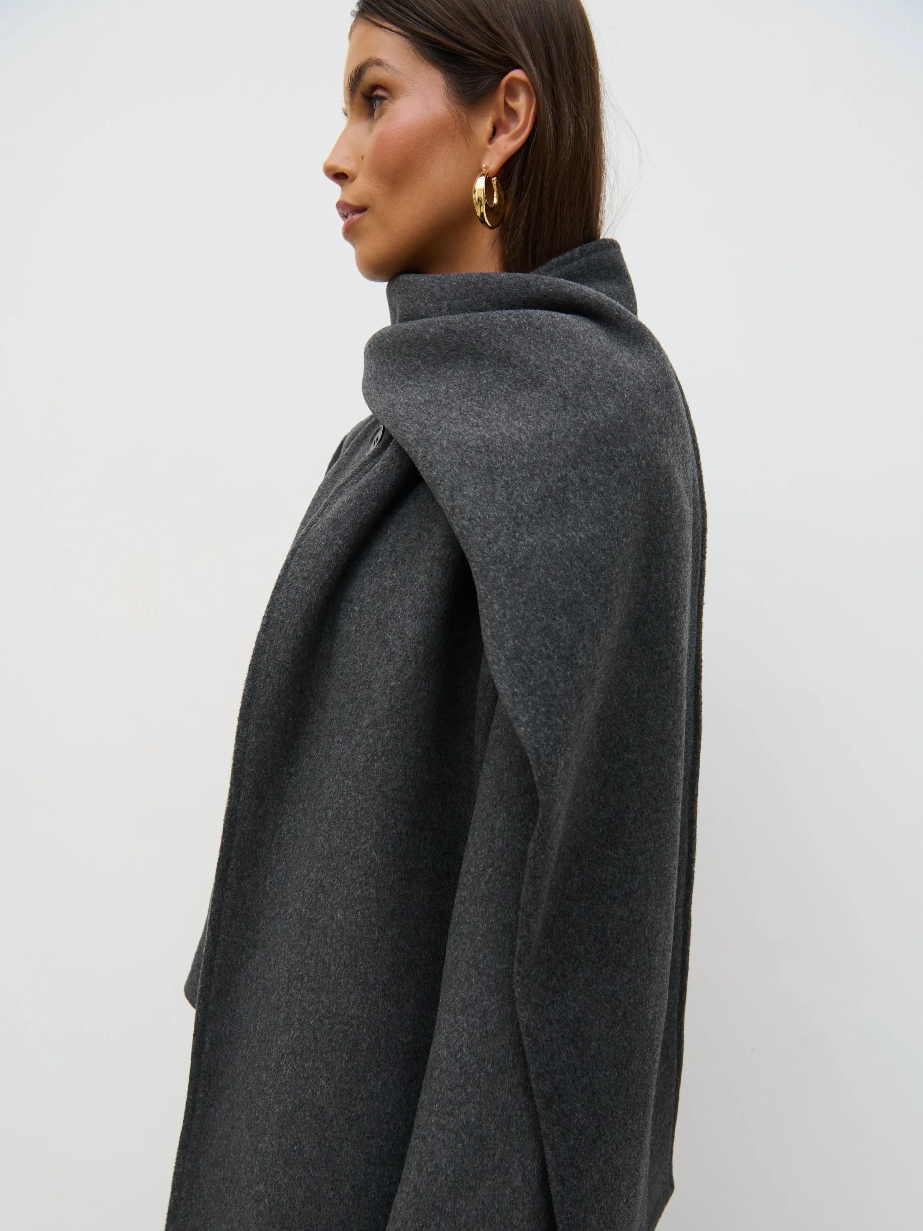 Ari Collarless Coat with Scarf - Grey sold by Pretty Lavish product image thumbnail 4