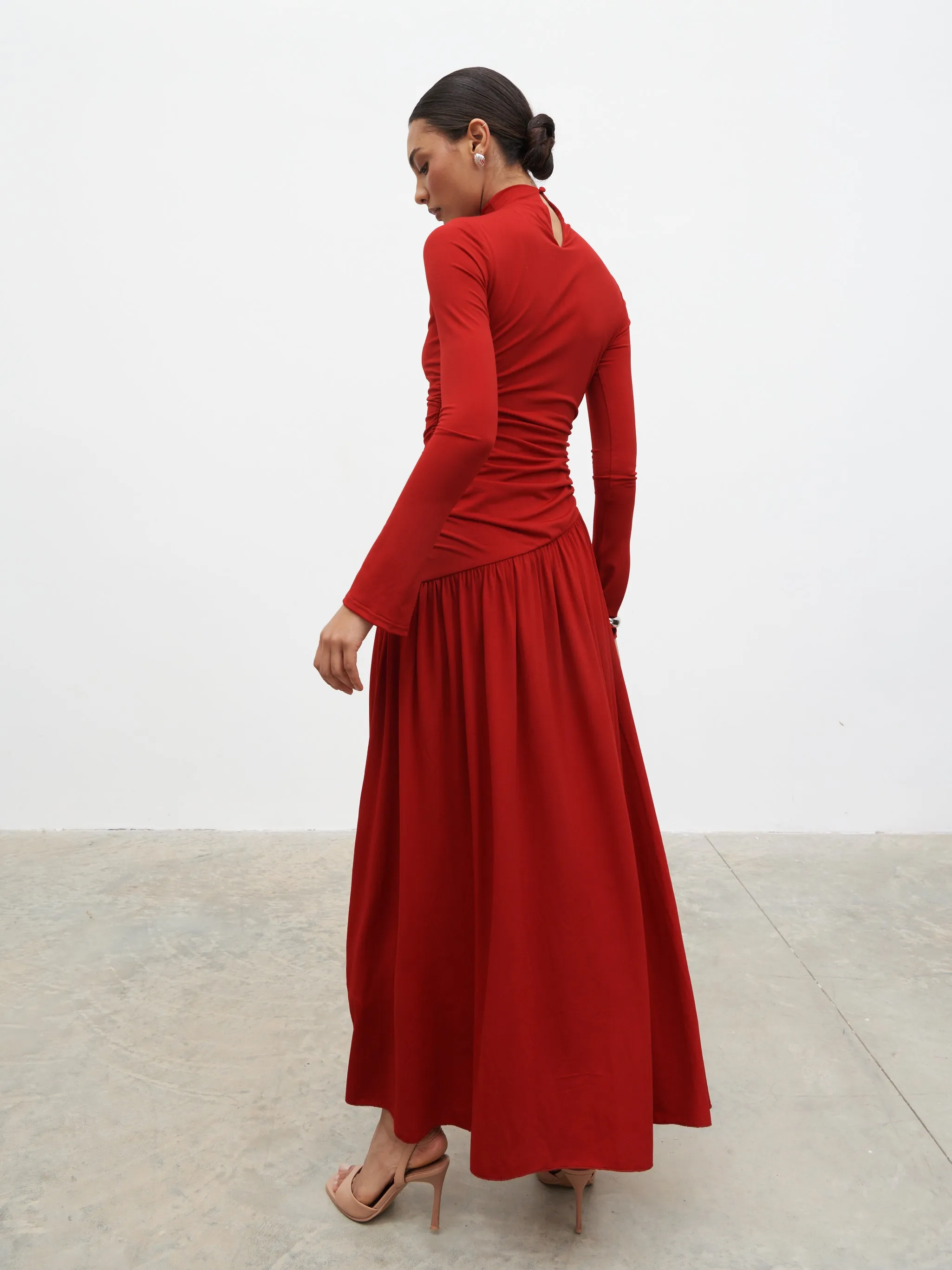 Shai Ruched Jersey Maxi Dress - Red sold by Pretty Lavish product image thumbnail 5