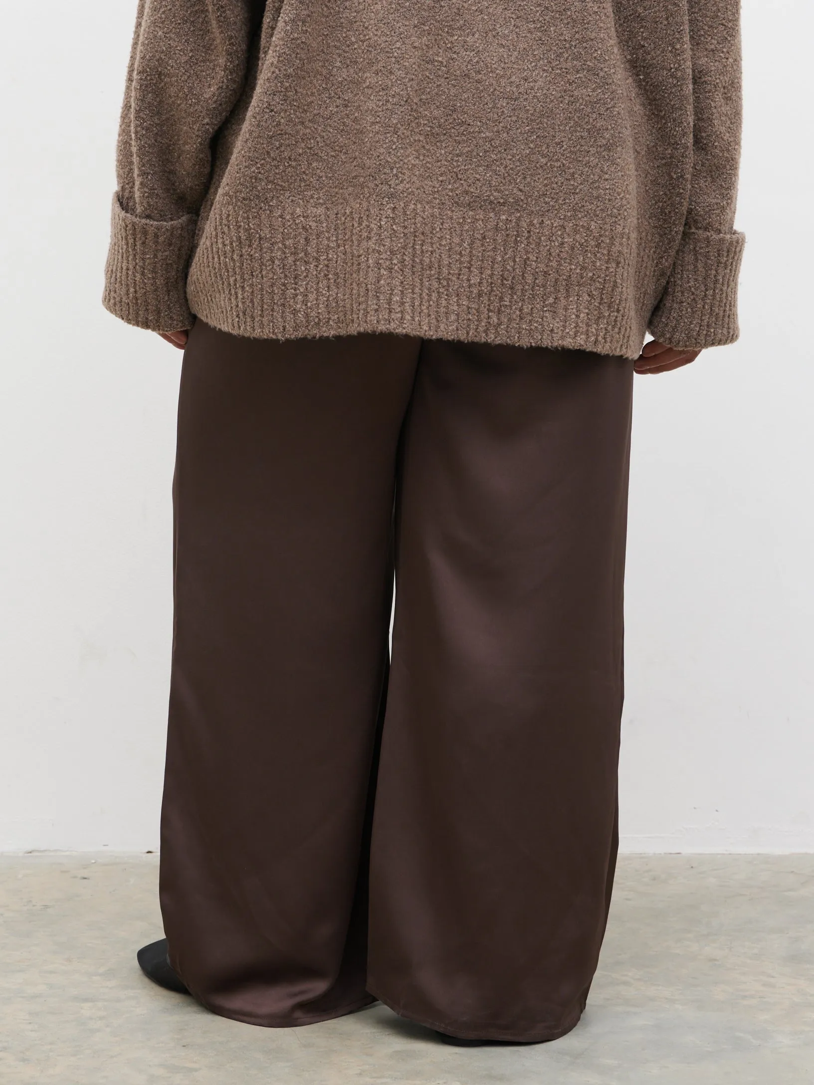 Breya Satin Drawstring Trousers Curve - Chocolate Brown sold by Pretty Lavish product image thumbnail 4