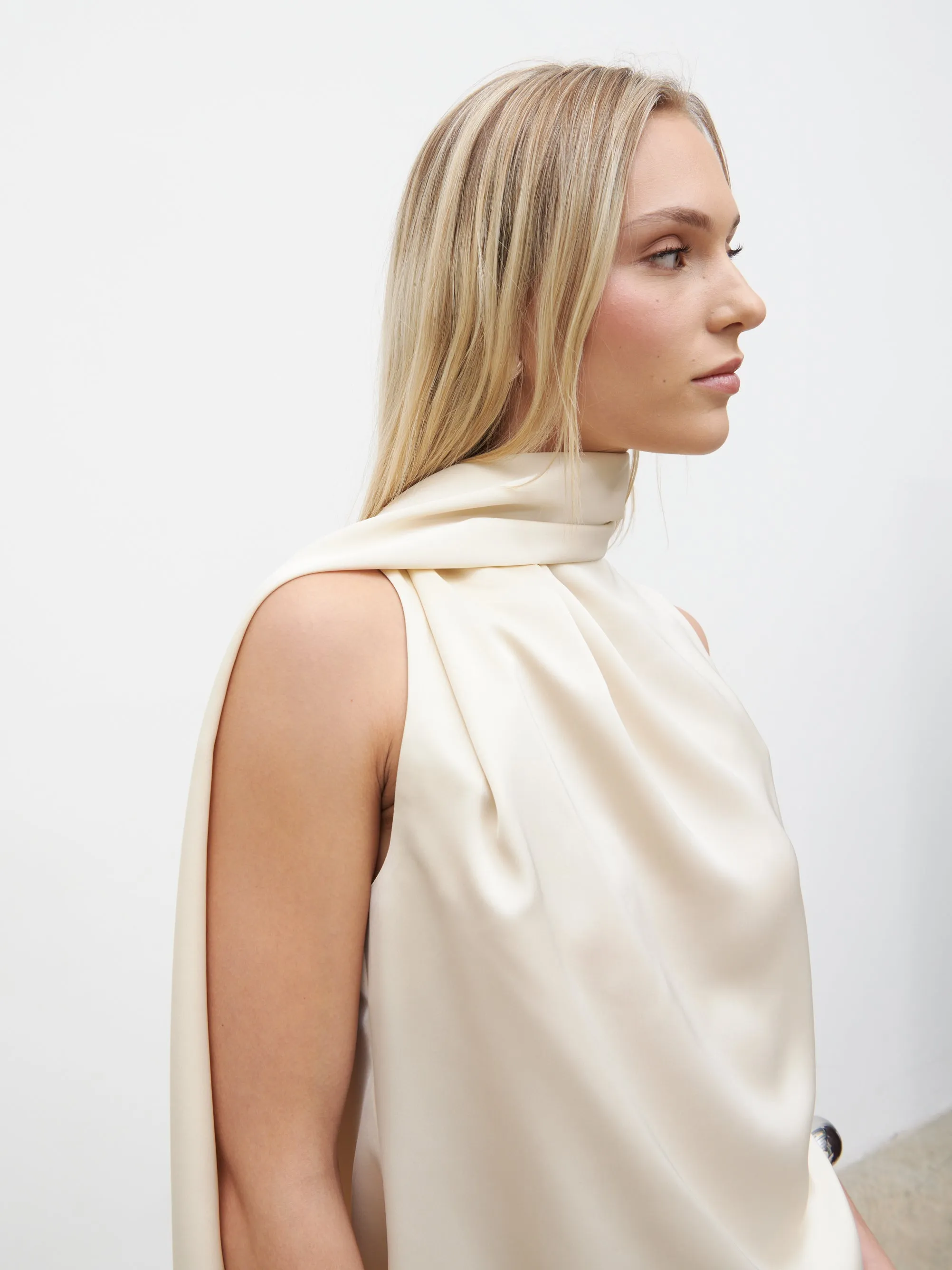 Breya Scarf Satin Top - Oyster sold by Pretty Lavish product image thumbnail 3