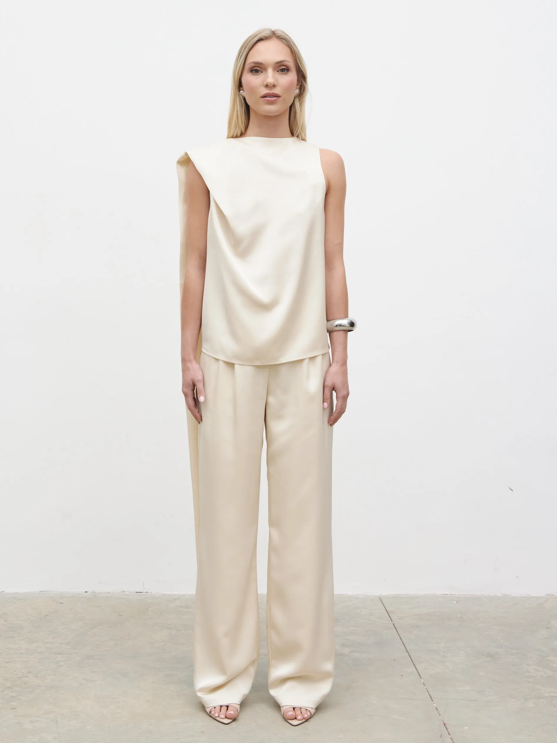 Breya Scarf Satin Top - Oyster sold by Pretty Lavish product image thumbnail 5