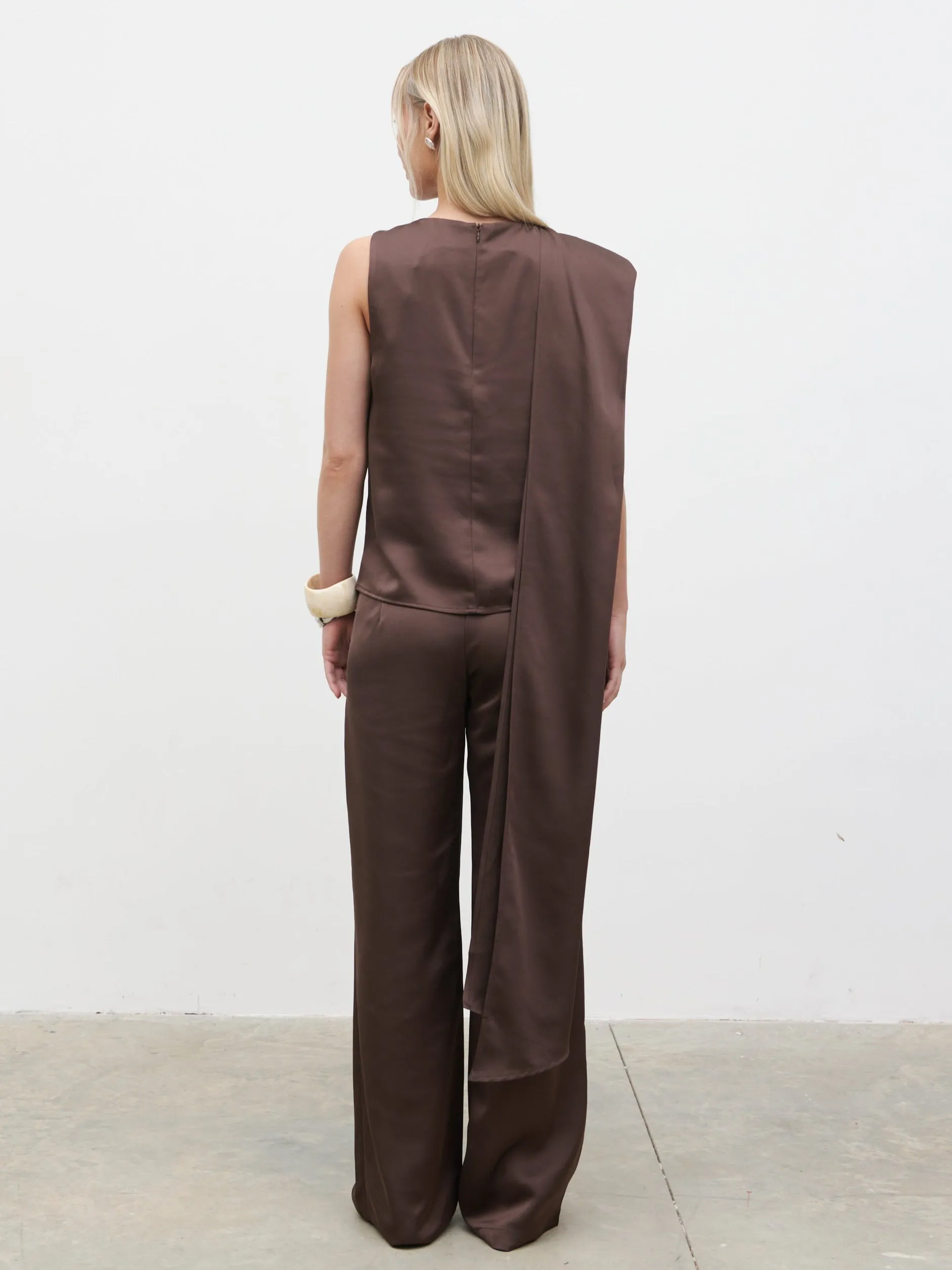 Breya Scarf Satin Top - Chocolate Brown sold by Pretty Lavish product image thumbnail 4