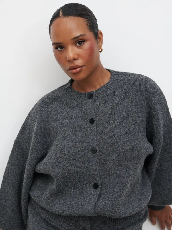 Etta Knit Bomber Curve - Charcoal sold by Pretty Lavish