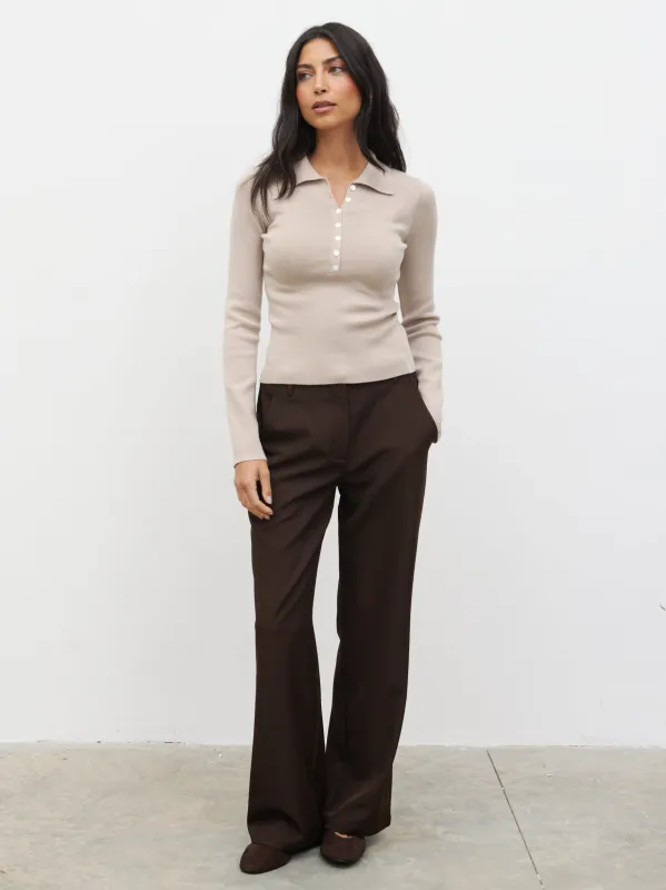 Colson Tailored Wide Leg Trousers - Chocolate sold by Pretty Lavish