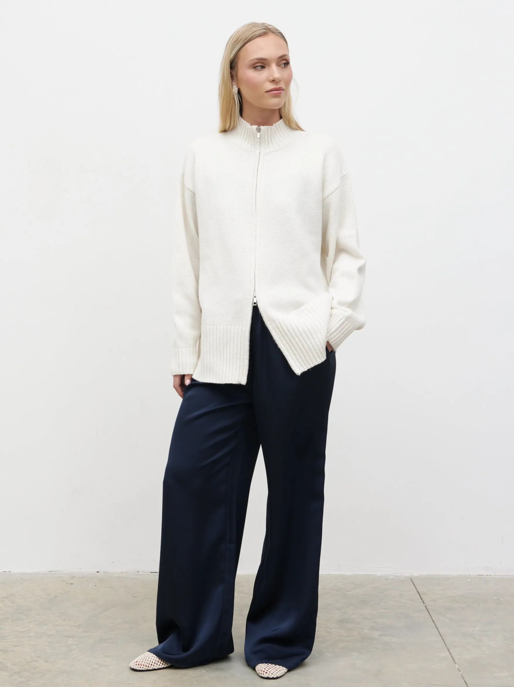 Claudia Double Ended Zip Knit Cardigan - Cream sold by Pretty Lavish product image thumbnail 4