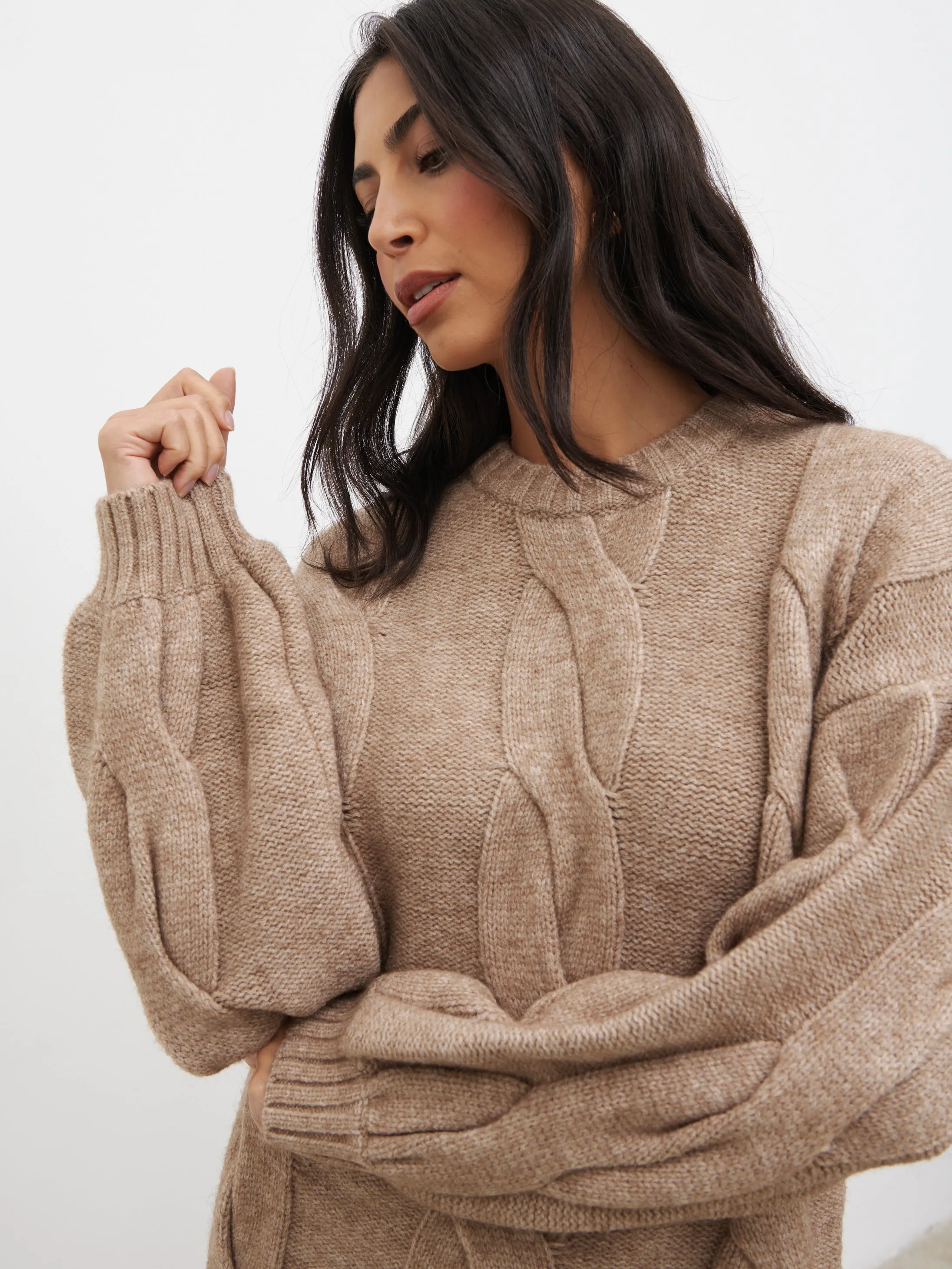 Atlantic Chunky Cable Knit Jumper - Beige sold by Pretty Lavish product image thumbnail 5