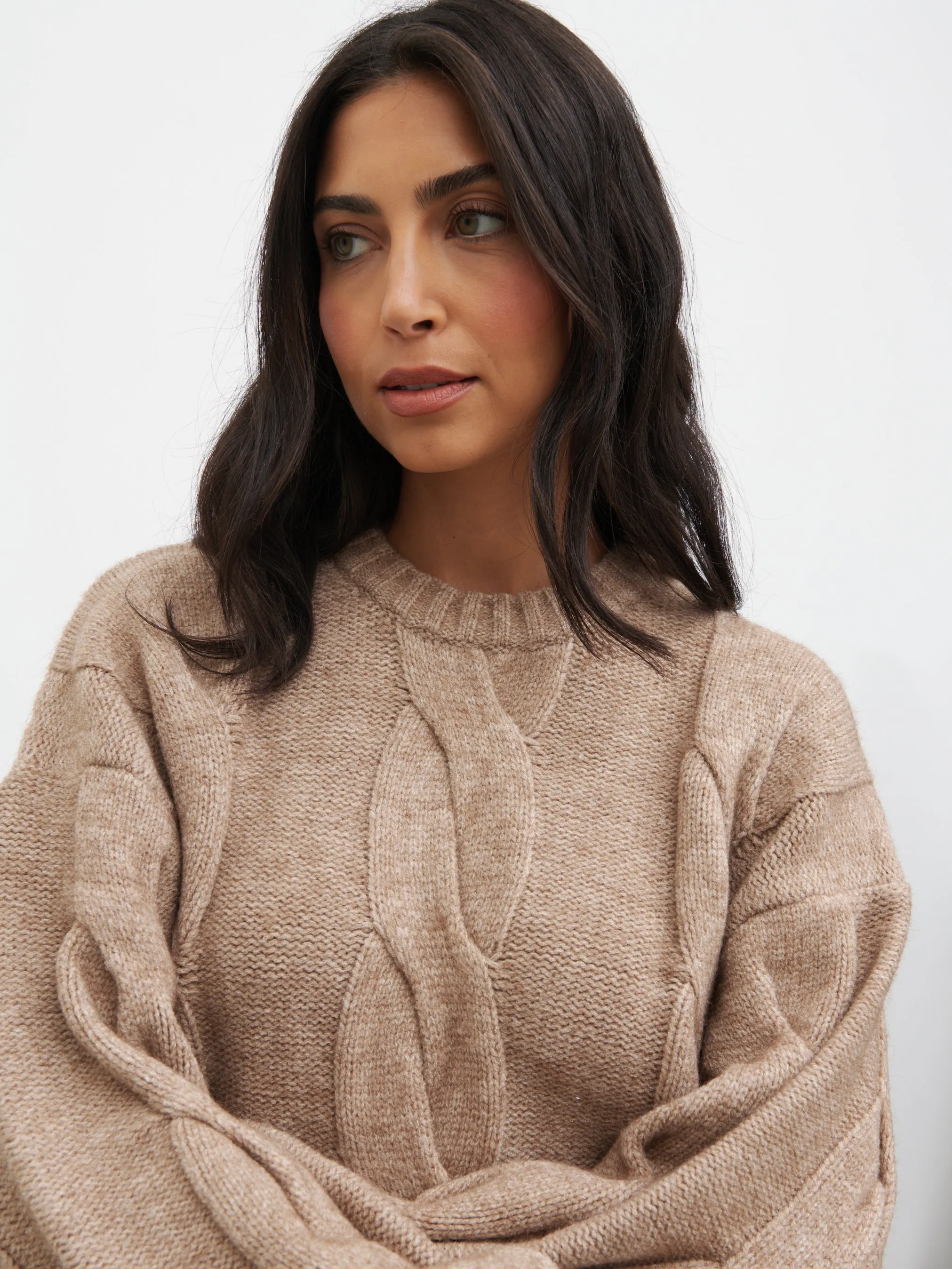 Atlantic Chunky Cable Knit Jumper - Beige sold by Pretty Lavish product image thumbnail 2