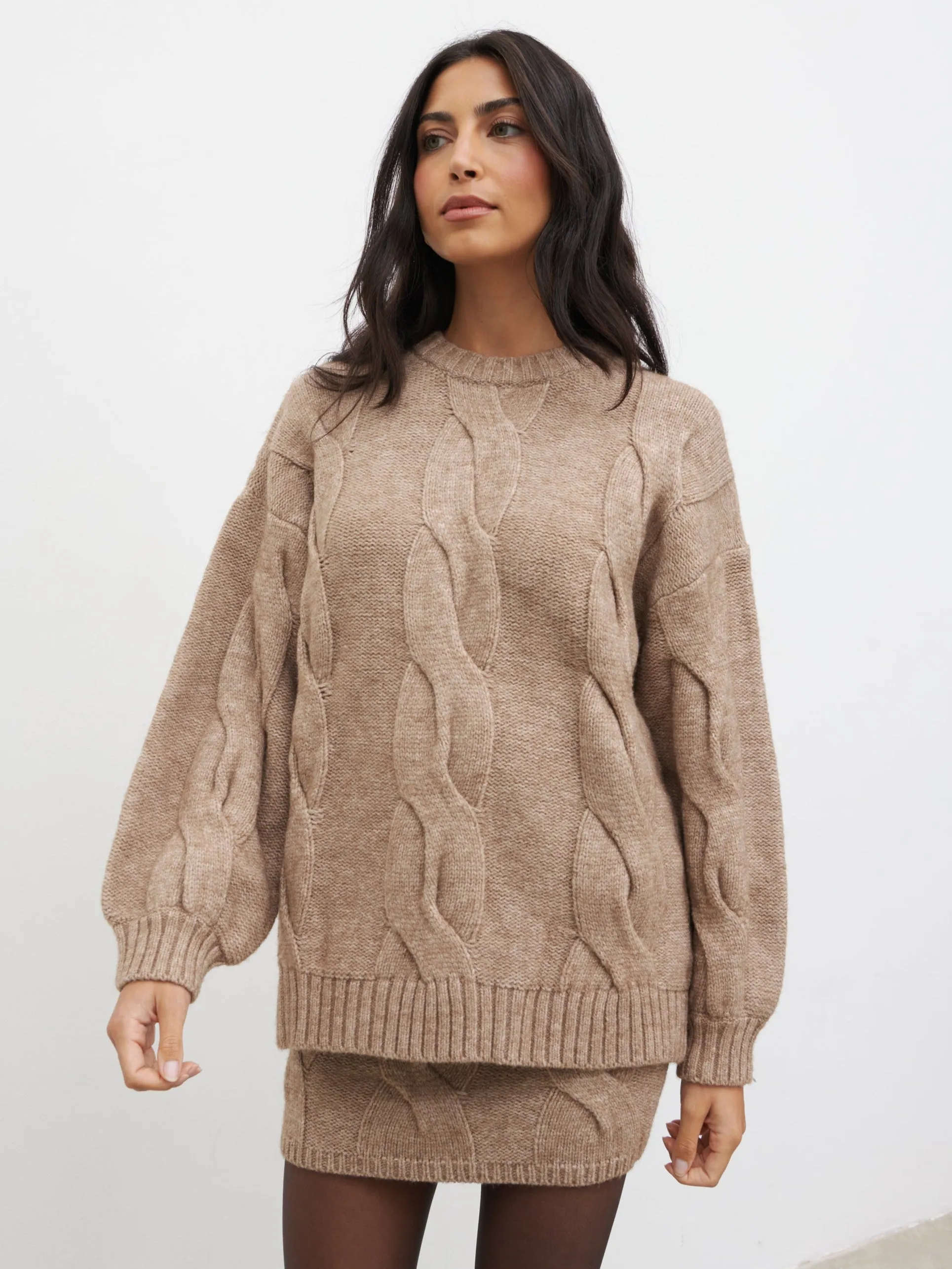Atlantic Chunky Cable Knit Jumper - Beige sold by Pretty Lavish product image thumbnail 3