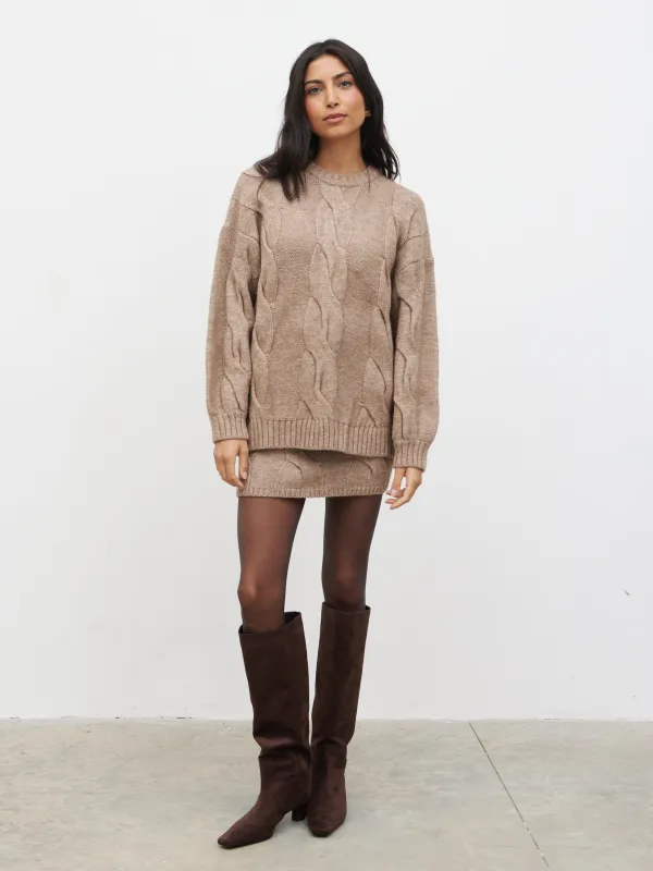 Atlantic Chunky Cable Knit Jumper - Beige sold by Pretty Lavish