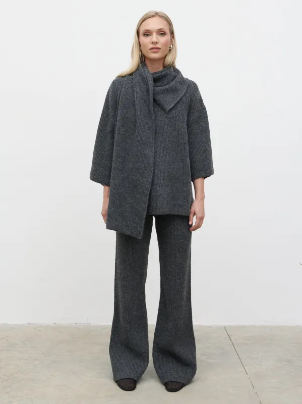 Beautrix Knit Straight Leg Trousers - Charcoal sold by Pretty Lavish