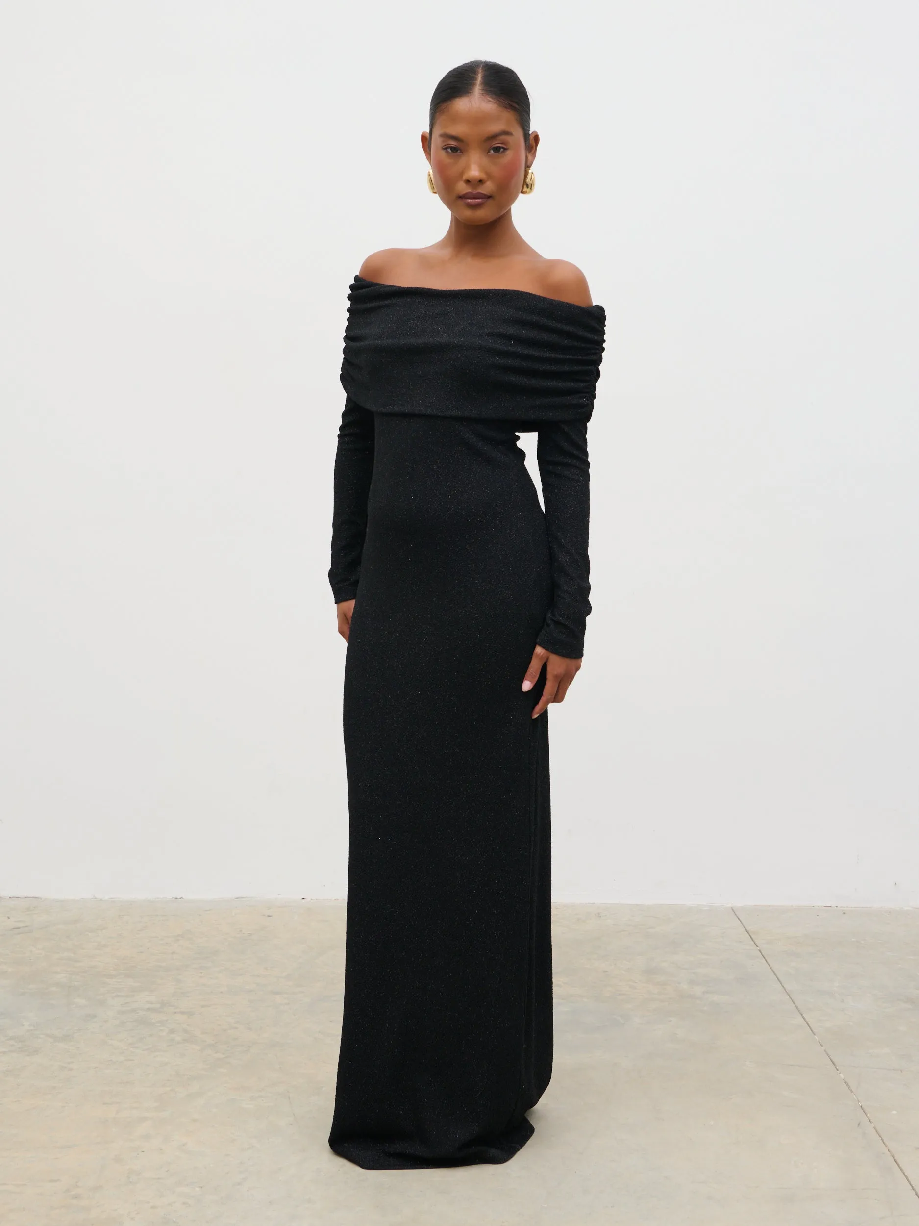 Perrie Bardot Lurex Jersey Dress - Black sold by Pretty Lavish product image thumbnail 4