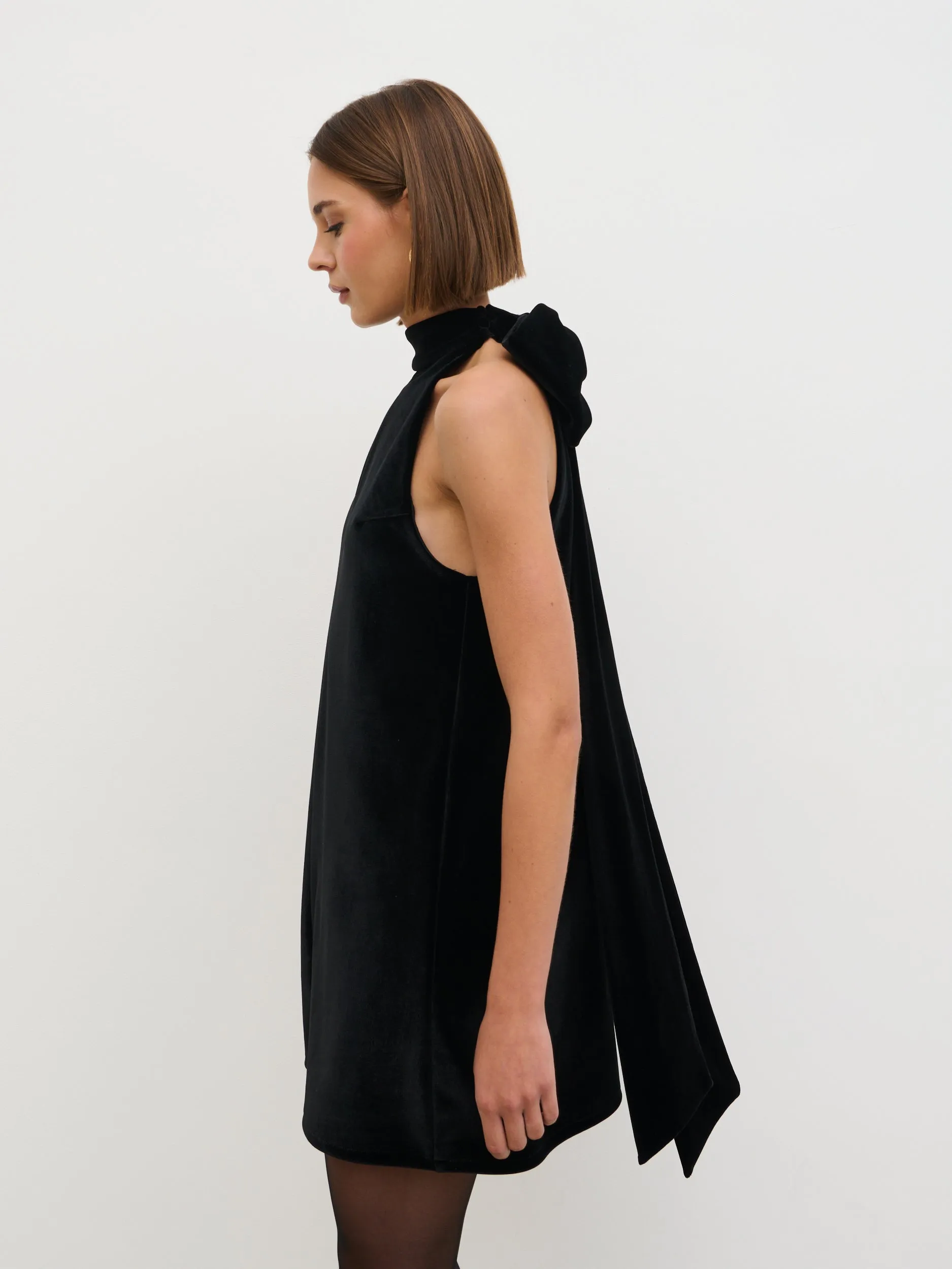 Bella Bow Velvet Mini Dress - Black sold by Pretty Lavish product image thumbnail 5