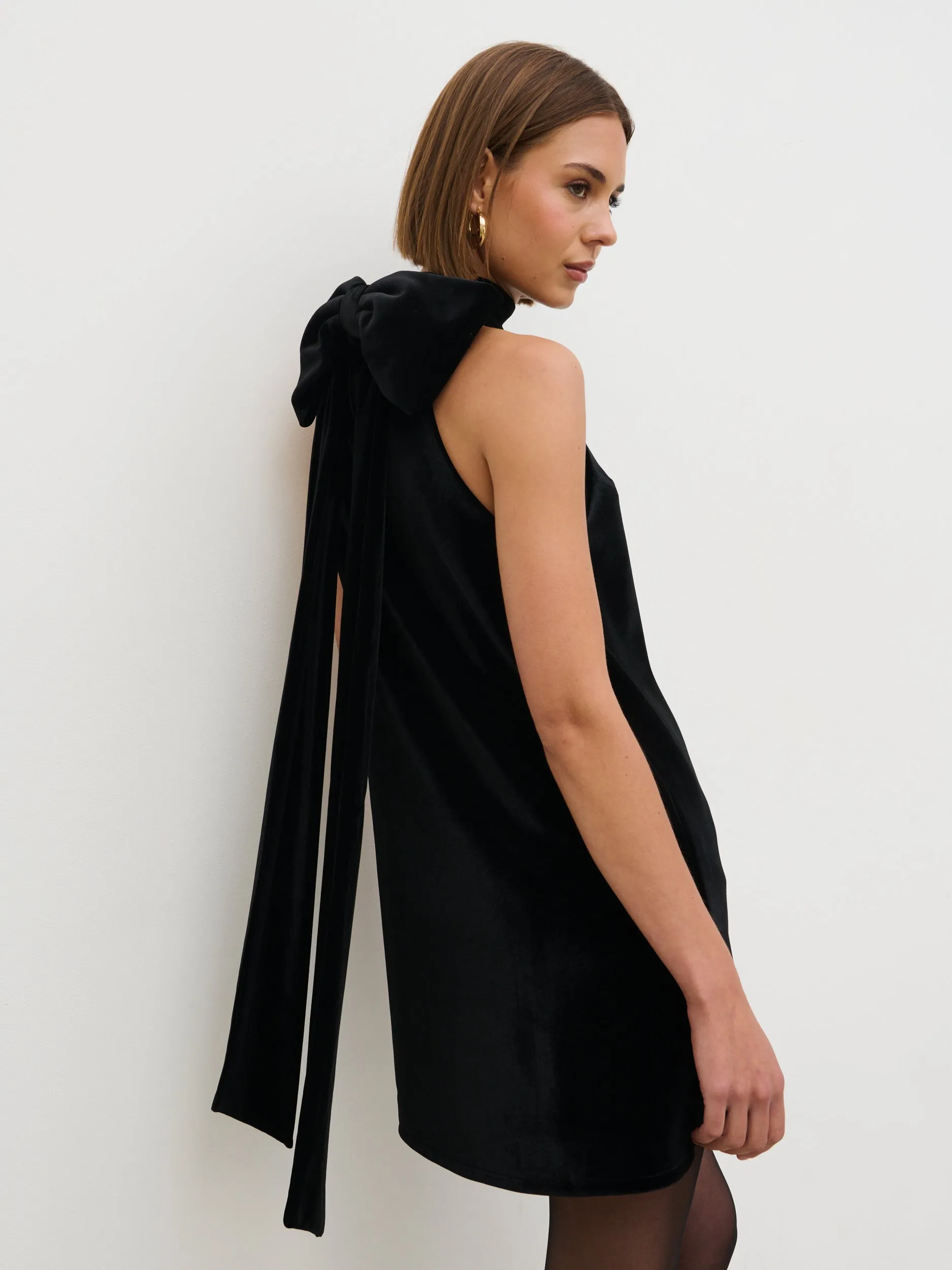 Bella Bow Velvet Mini Dress - Black sold by Pretty Lavish product image thumbnail 2