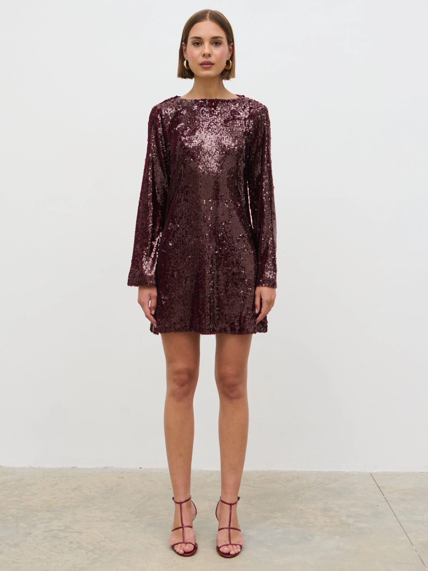 Brioni Sequin Bow Mini Dress - Wine sold by Pretty Lavish product image thumbnail 2