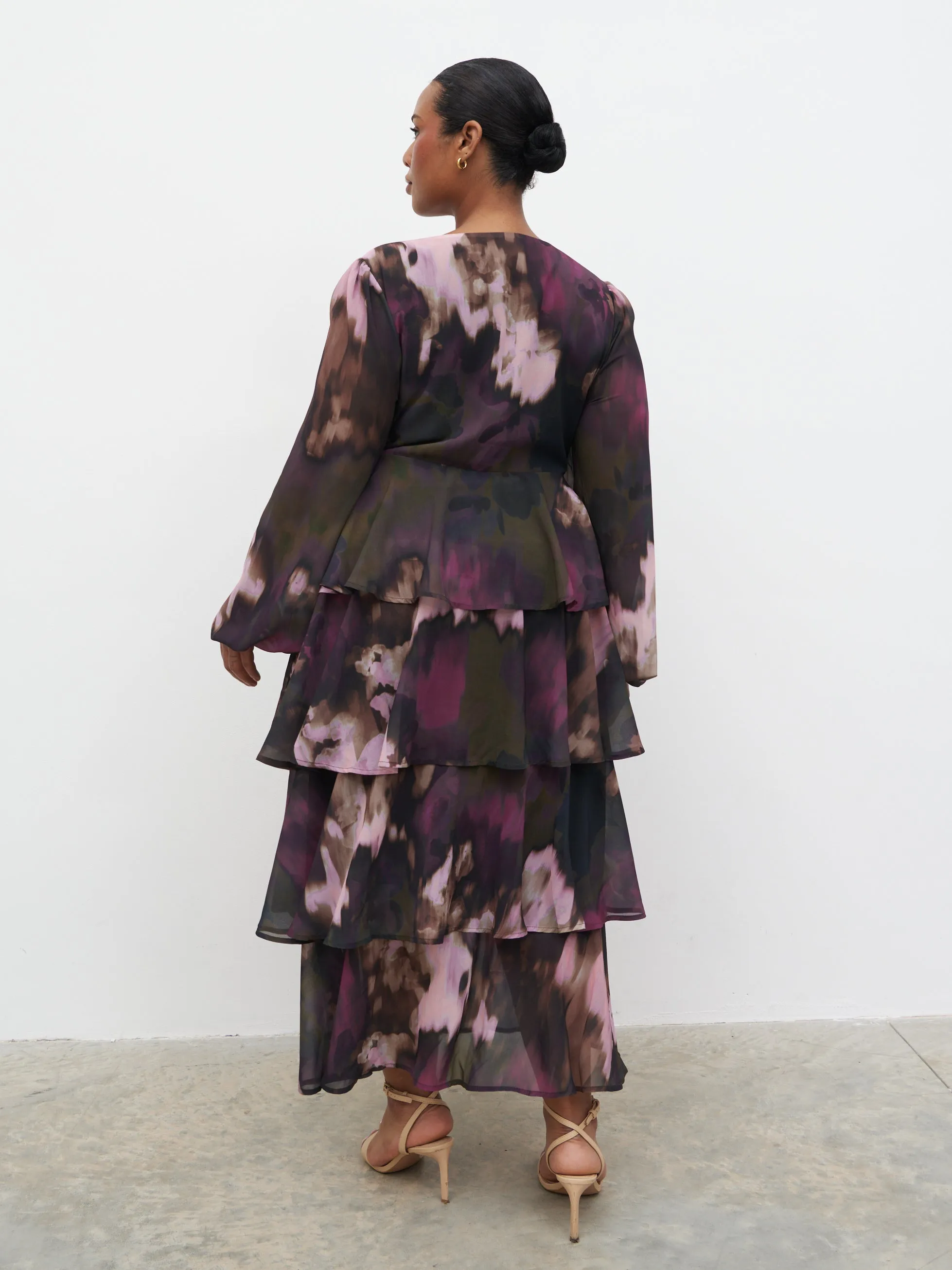 Ashton Ruffle Midi Dress Curve - Purple and Khaki Ombre sold by Pretty Lavish product image thumbnail 4