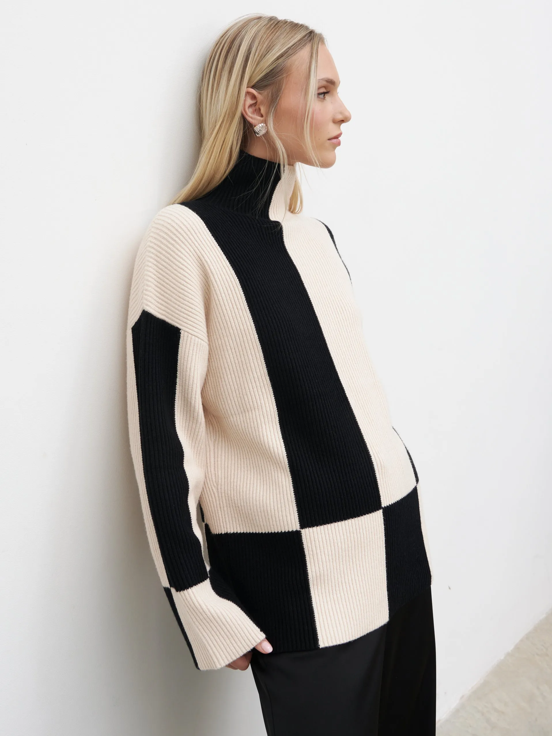 Nayah Jumper Curve - Black and Cream Stripe sold by Pretty Lavish product image thumbnail 4