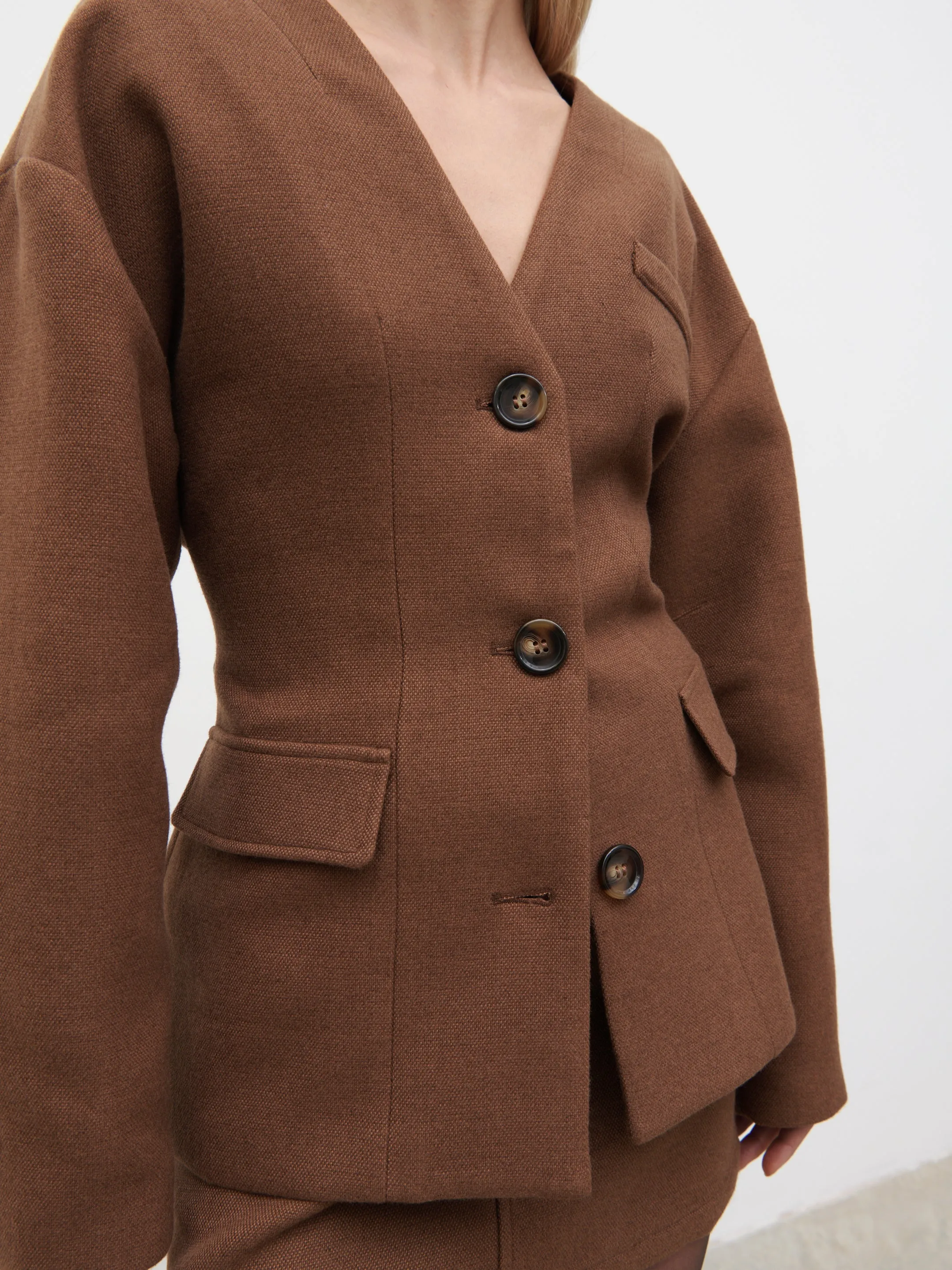 Colby Collarless Jacket - Brown sold by Pretty Lavish product image thumbnail 4