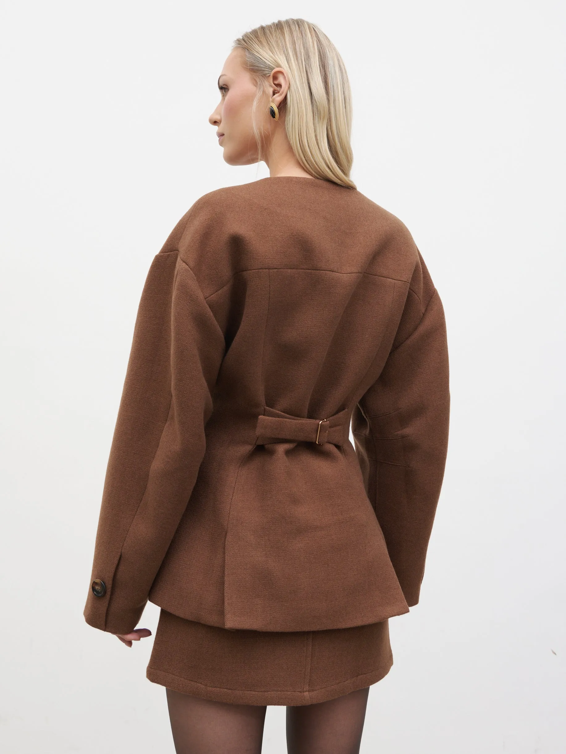 Colby Collarless Jacket - Brown sold by Pretty Lavish product image thumbnail 5