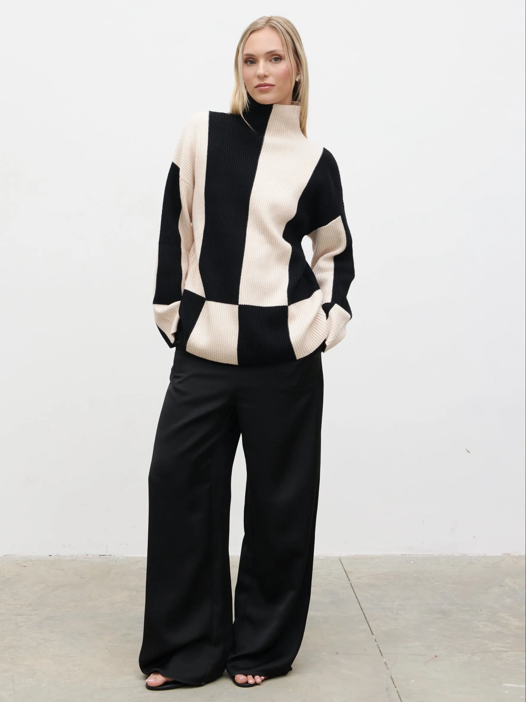 Nayah Jumper - Black and Cream Stripe sold by Pretty Lavish