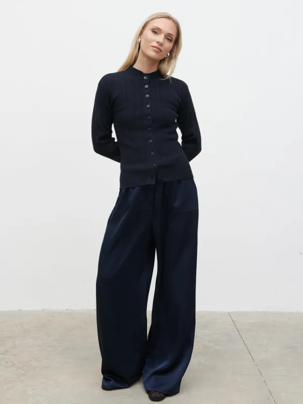 Ariana Fitted Knit Buttoned Cardigan - Navy sold by Pretty Lavish