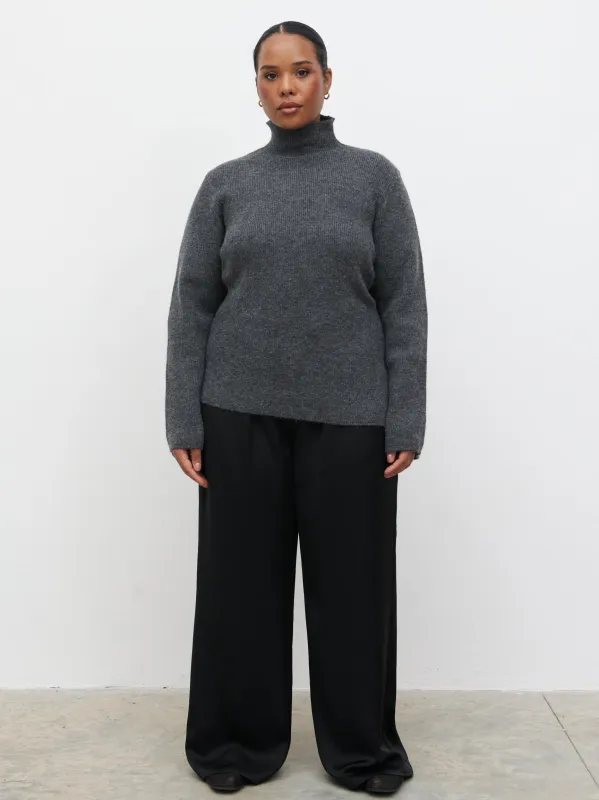 Odyssey A-Line Knit Jumper Curve - Charcoal sold by Pretty Lavish