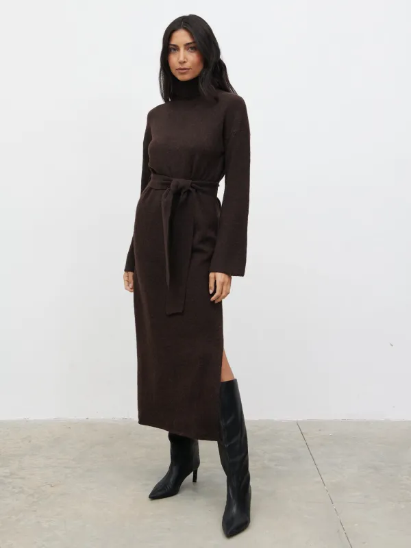 Wrenley Midaxi Knit Dress - Chocolate sold by Pretty Lavish