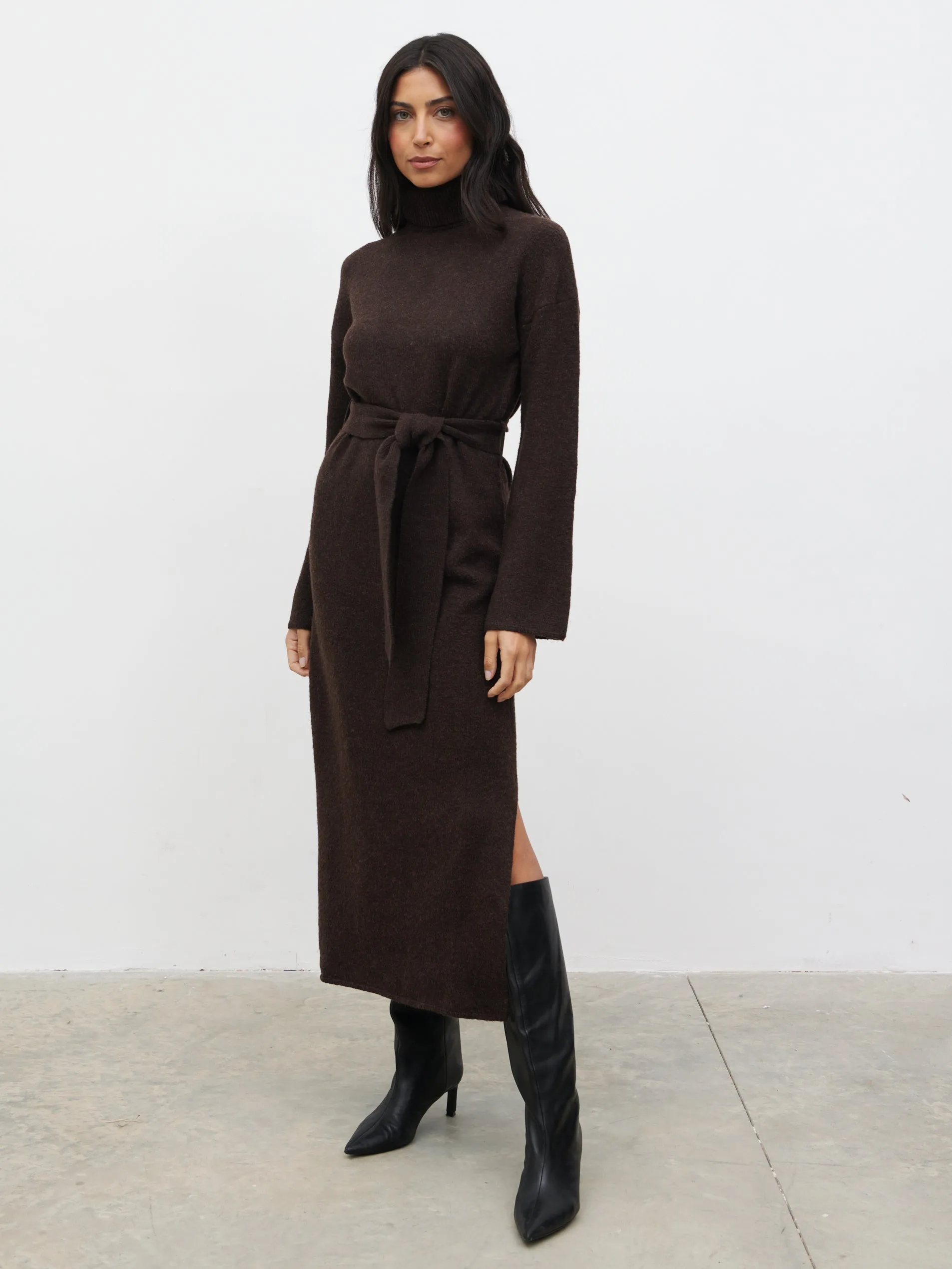 Wrenley Midaxi Knit Dress - Chocolate sold by Pretty Lavish