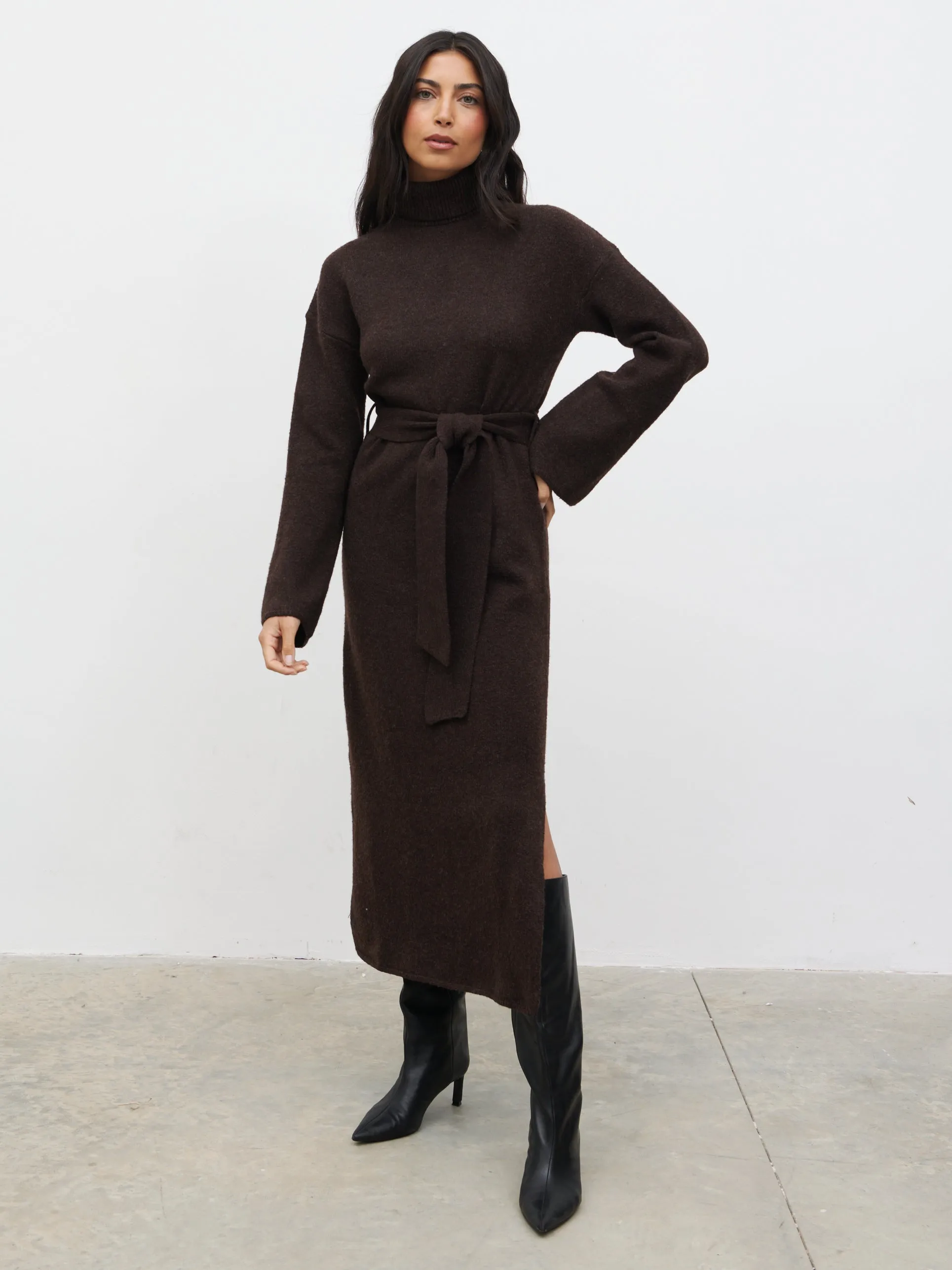 Wrenley Midaxi Knit Dress - Chocolate sold by Pretty Lavish product image thumbnail 3