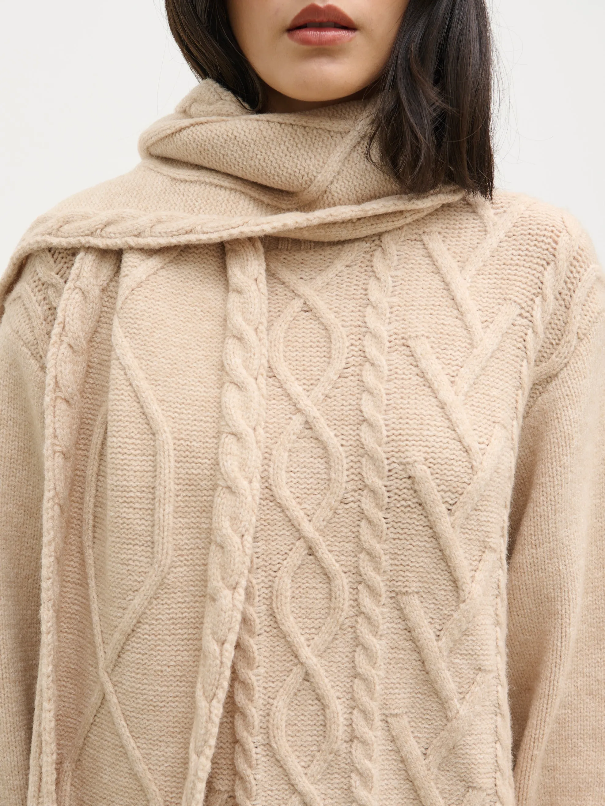 Larna Cable Knit Mini Dress with Scarf - Beige Marl sold by Pretty Lavish product image thumbnail 2