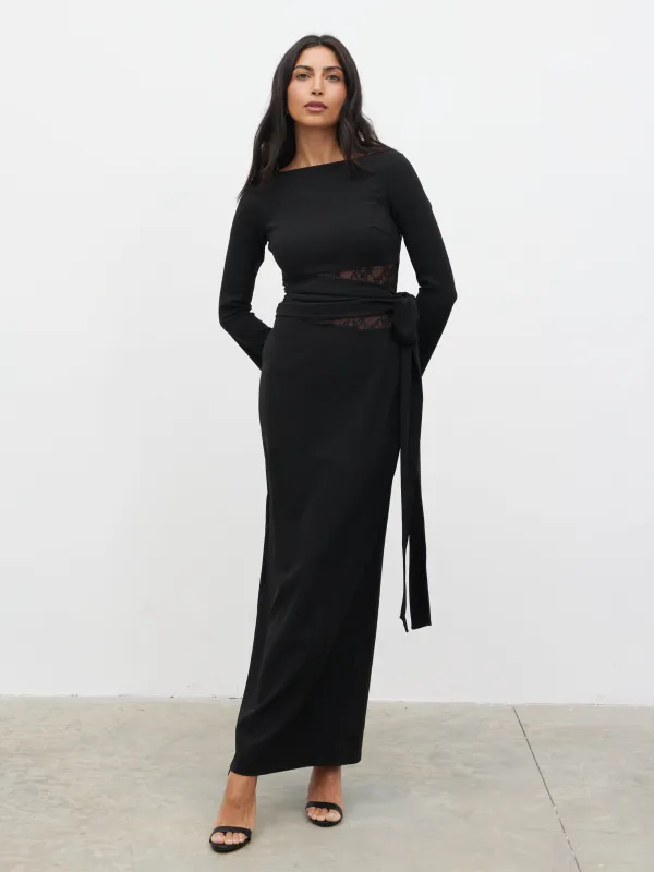 Ambrose Lace Cut Out Maxi Dress - Black sold by Pretty Lavish