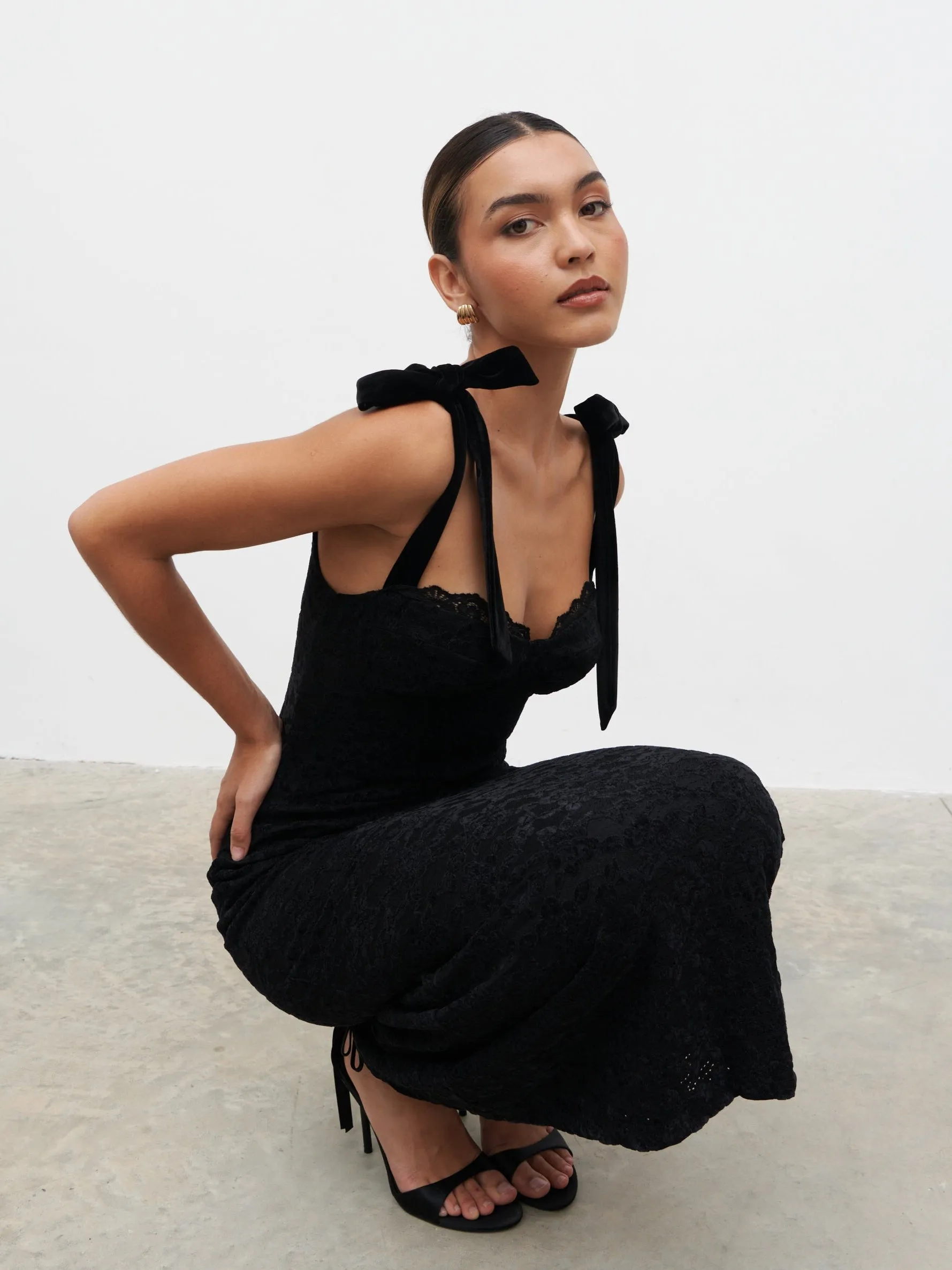 Serephina Lace Midaxi Dress - Black sold by Pretty Lavish