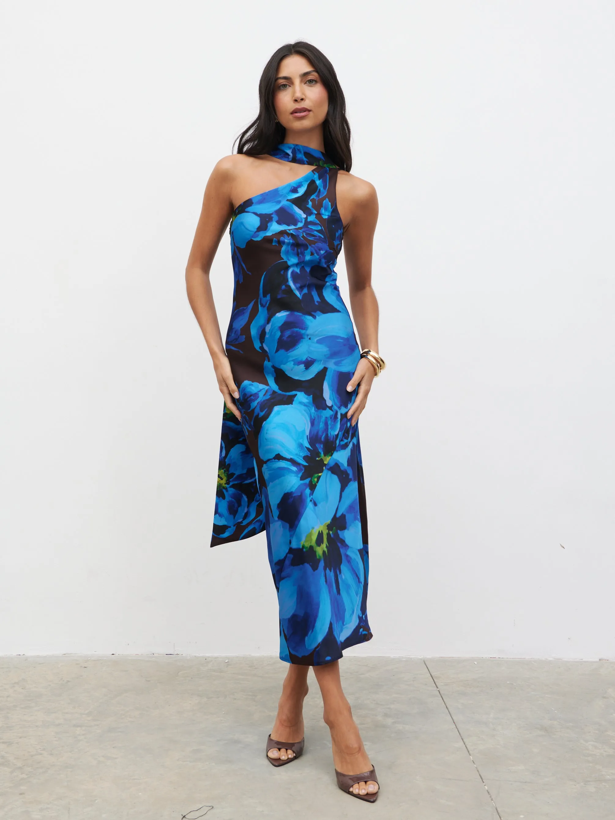 Sheree Printed Midaxi Dress - Colbalt Blue Floral sold by Pretty Lavish