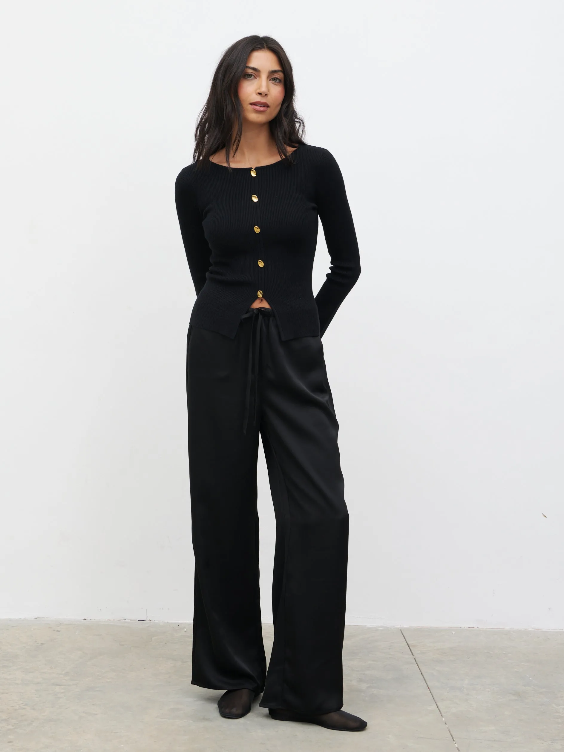 Sissi Fine Knit Button Detail Top - Black sold by Pretty Lavish product image thumbnail 5