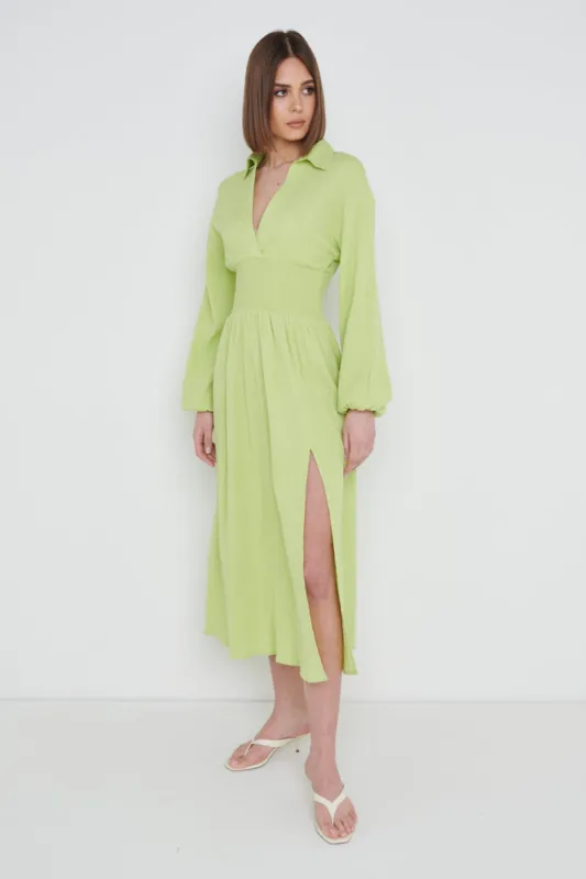 Loretta Shirred Midaxi - Apple Green sold by Pretty Lavish