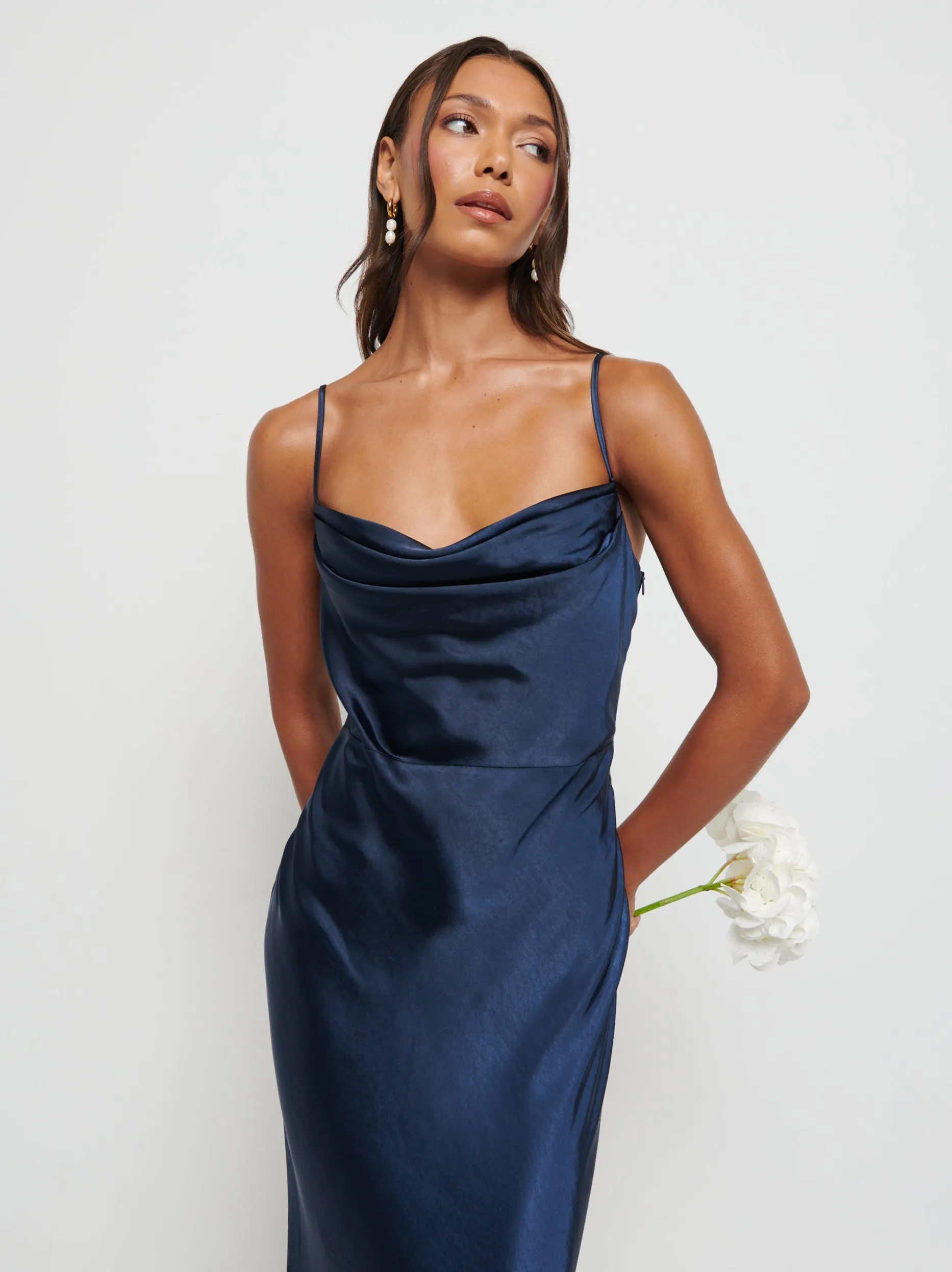 Keisha Maxi Satin Bridesmaid Dress - Matte Navy sold by Pretty Lavish product image thumbnail 2