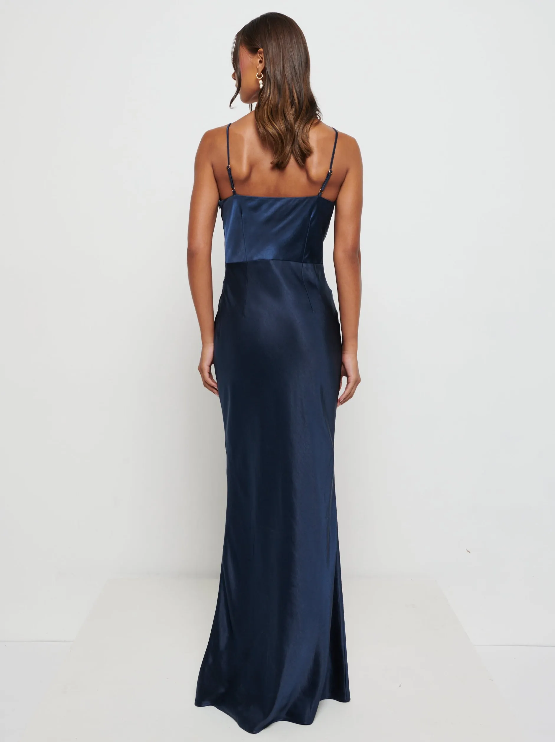 Keisha Maxi Satin Bridesmaid Dress - Matte Navy sold by Pretty Lavish product image thumbnail 4
