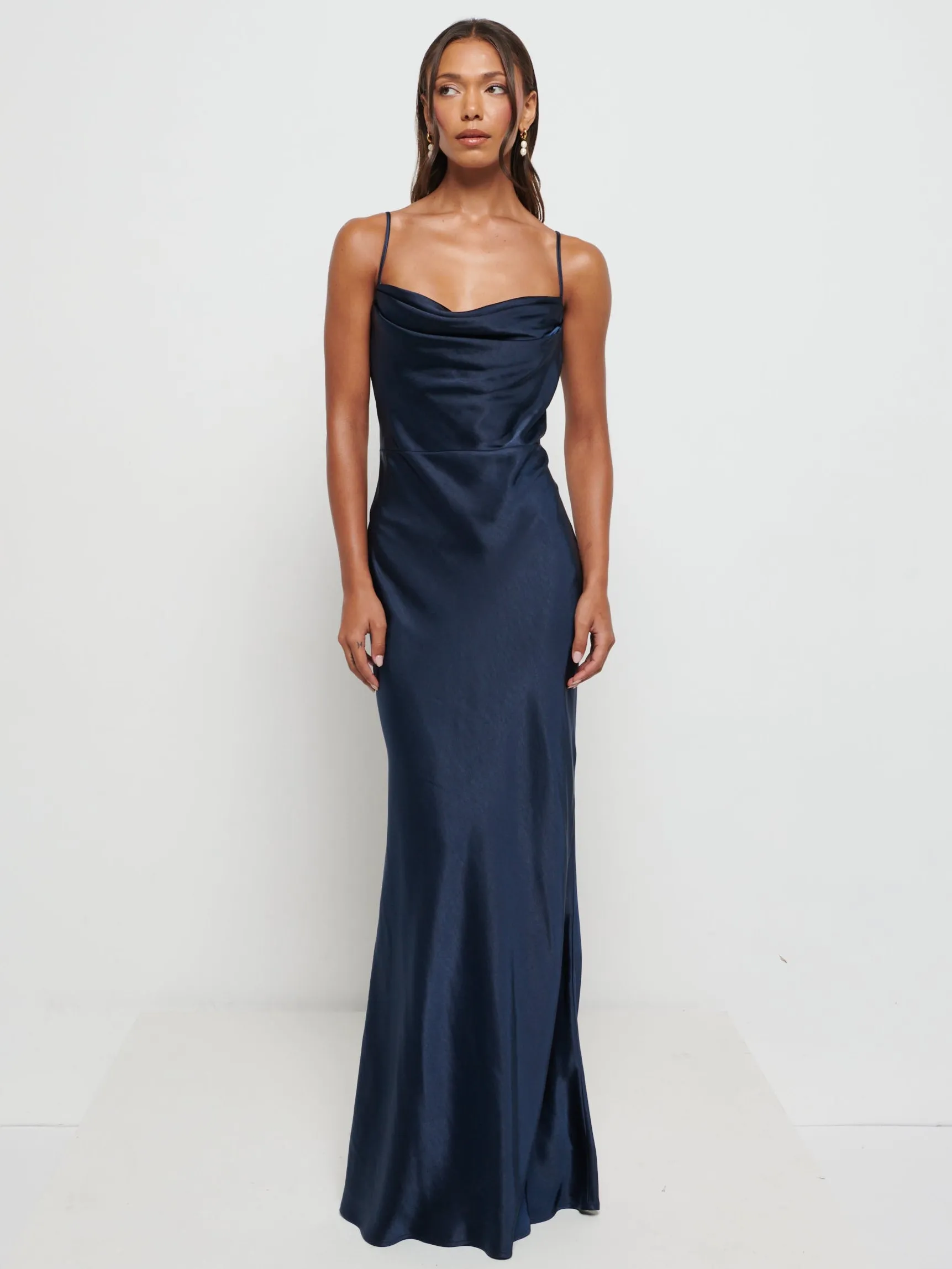 Keisha Maxi Satin Bridesmaid Dress - Matte Navy sold by Pretty Lavish product image thumbnail 5
